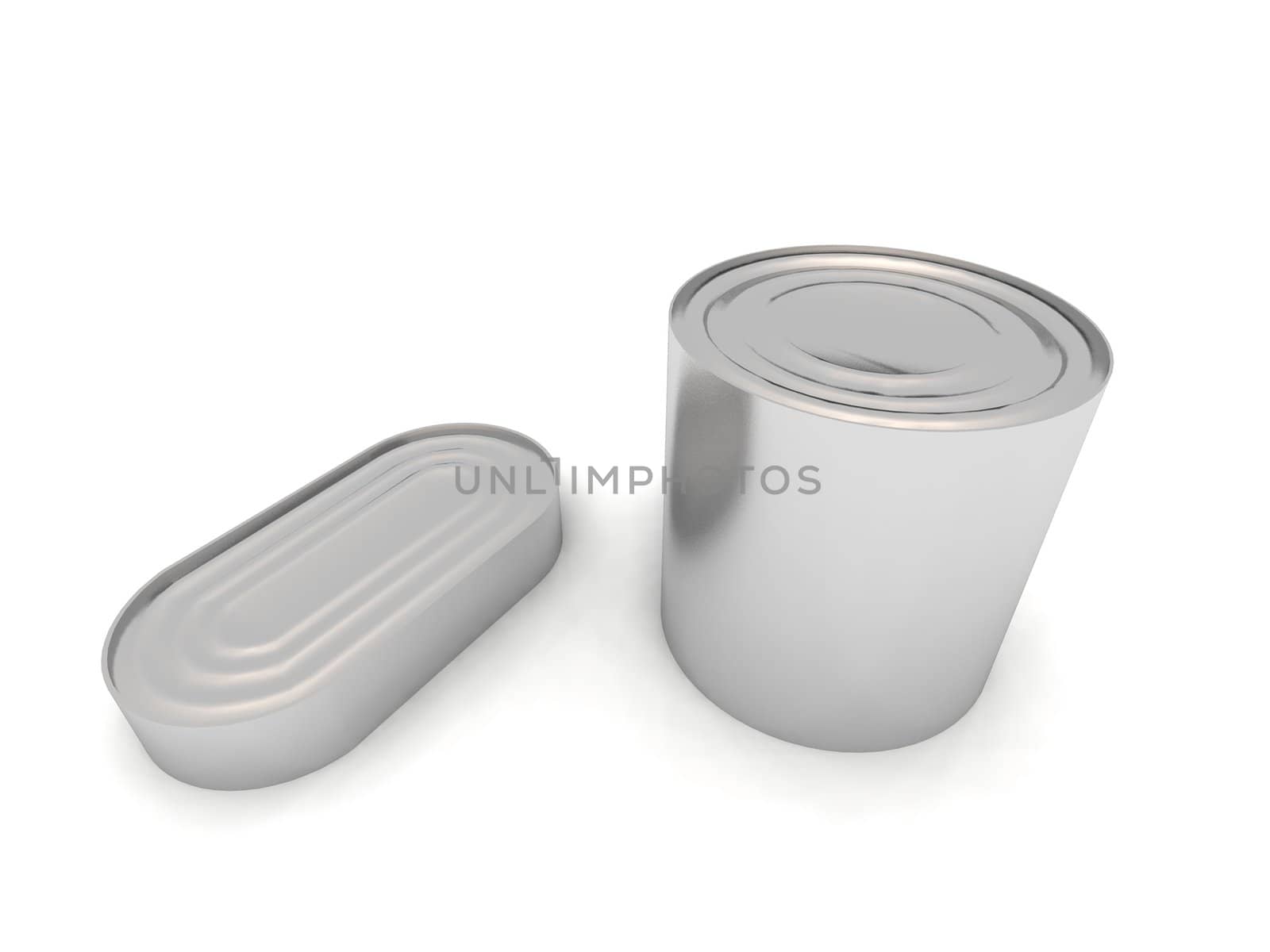 a 3d render of two food cans on a white background
