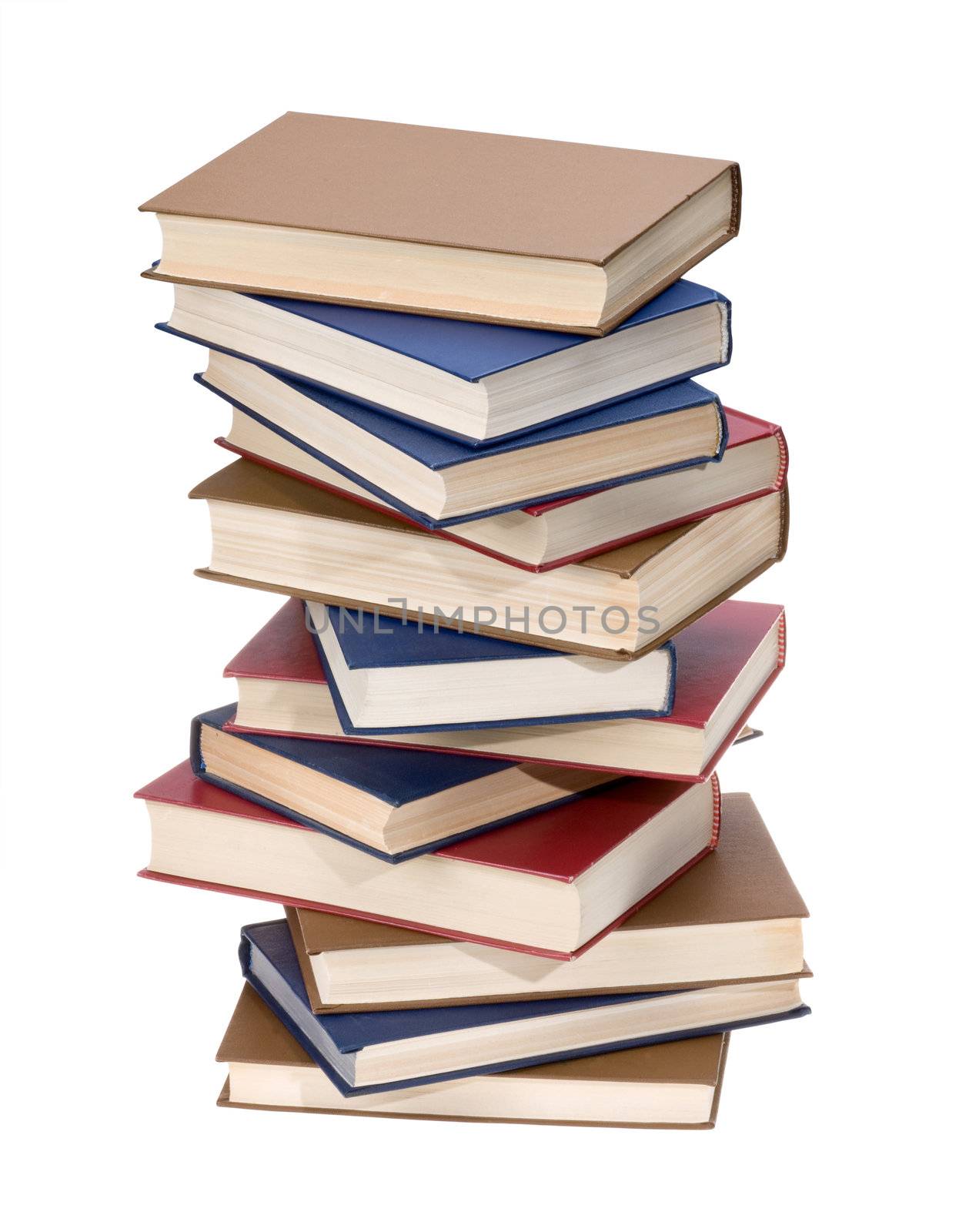 Book stack isolated on white. With clipping path.