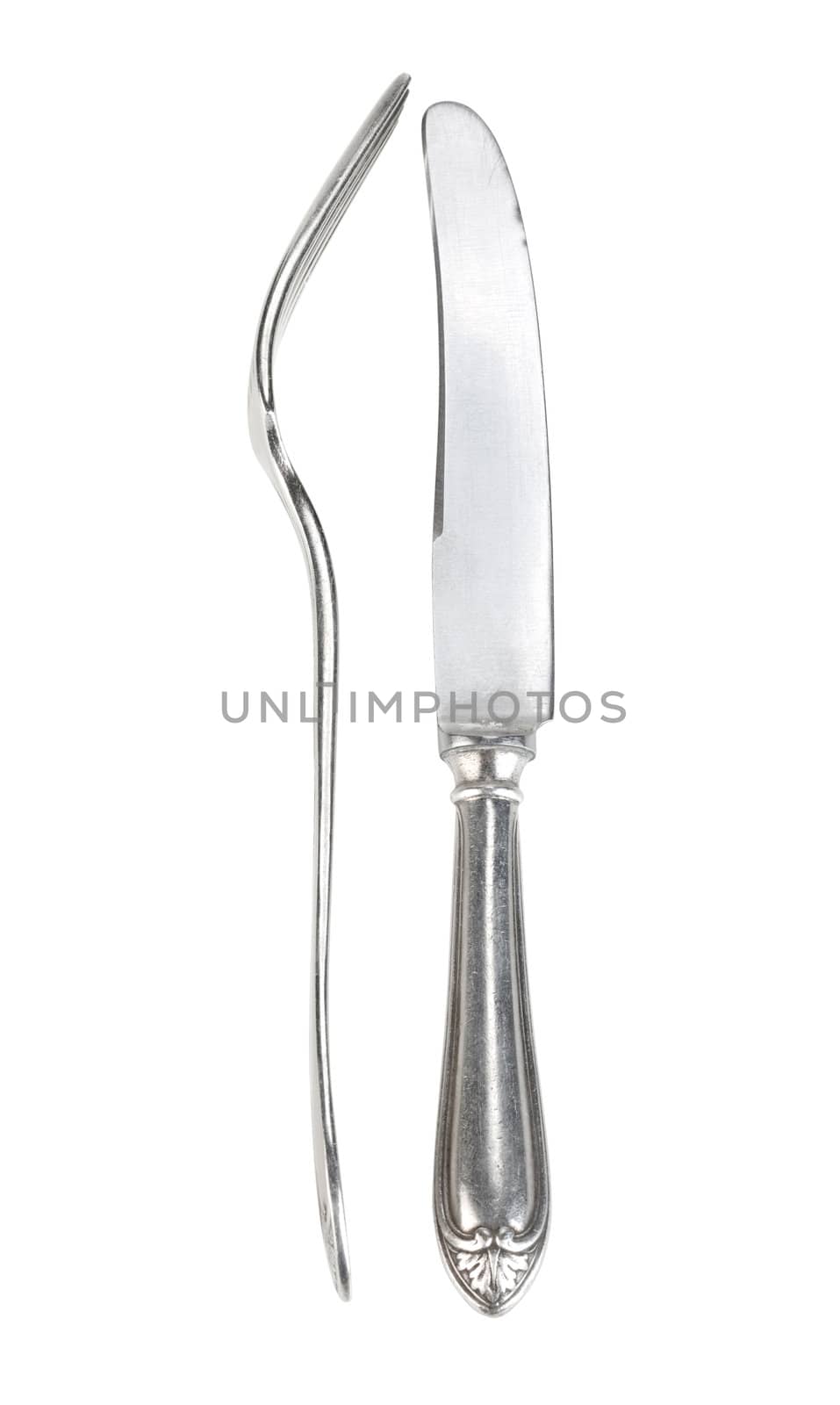 Knife and fork isolated on white background. With clipping path.