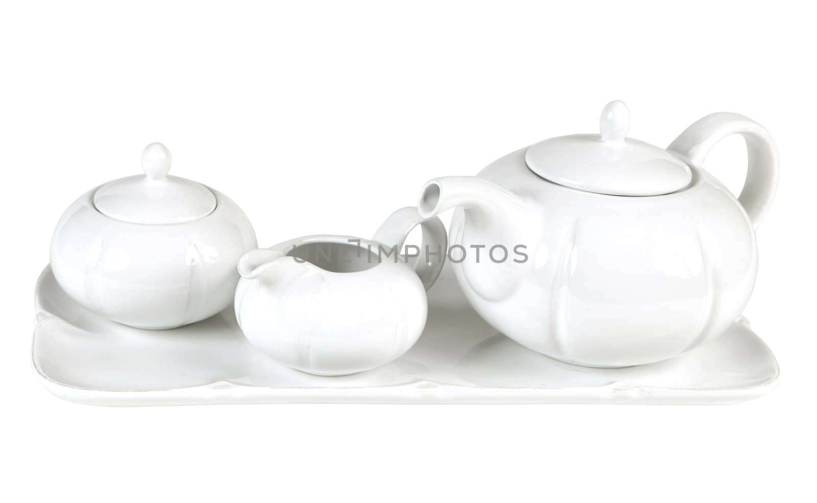 White ceramic tea set. With clipping path.