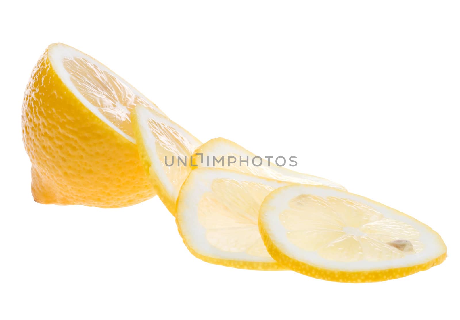 Cuted lemon on white background. Clipping path.