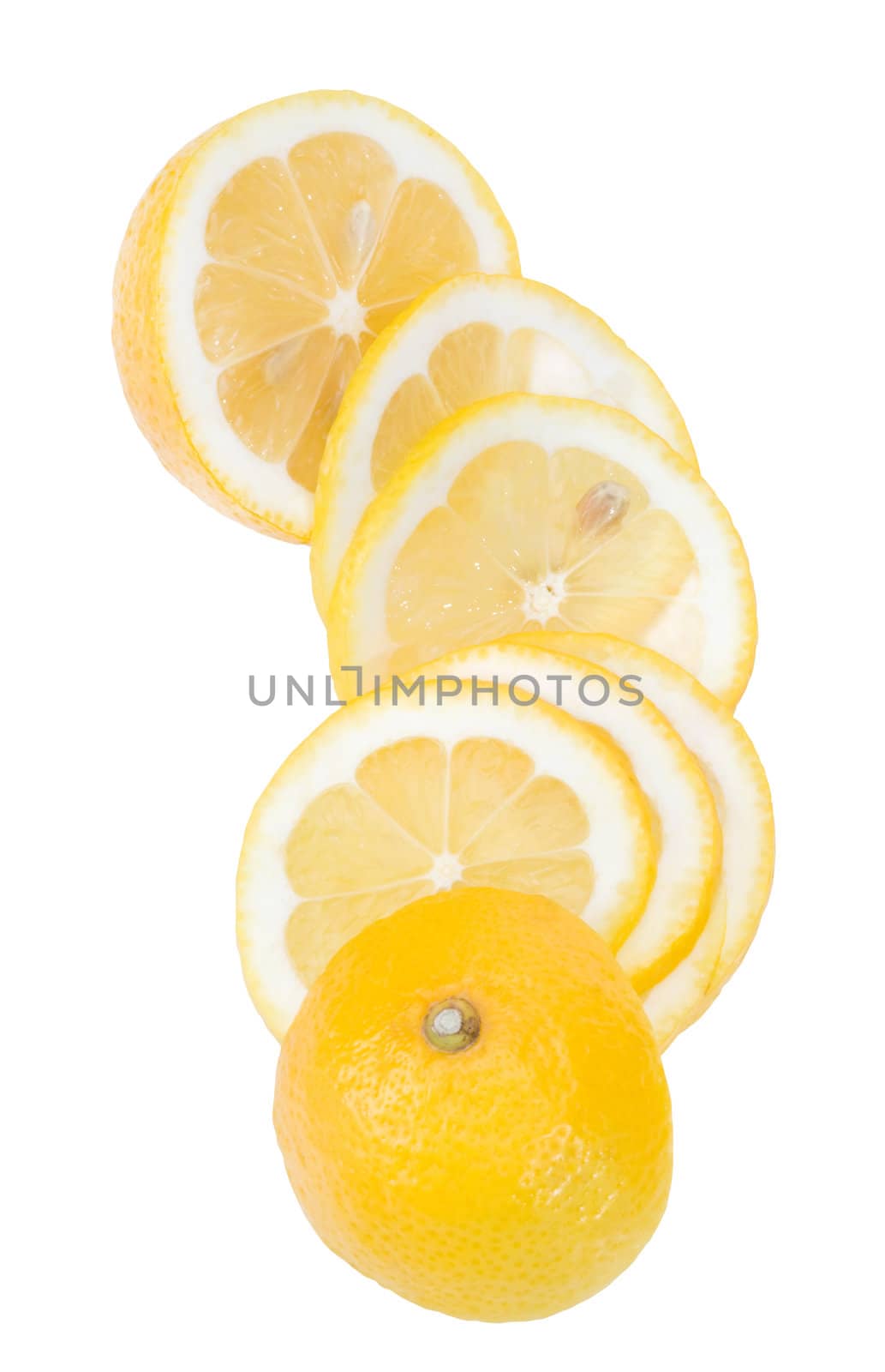 Cuted lemon on white background. Clipping path.