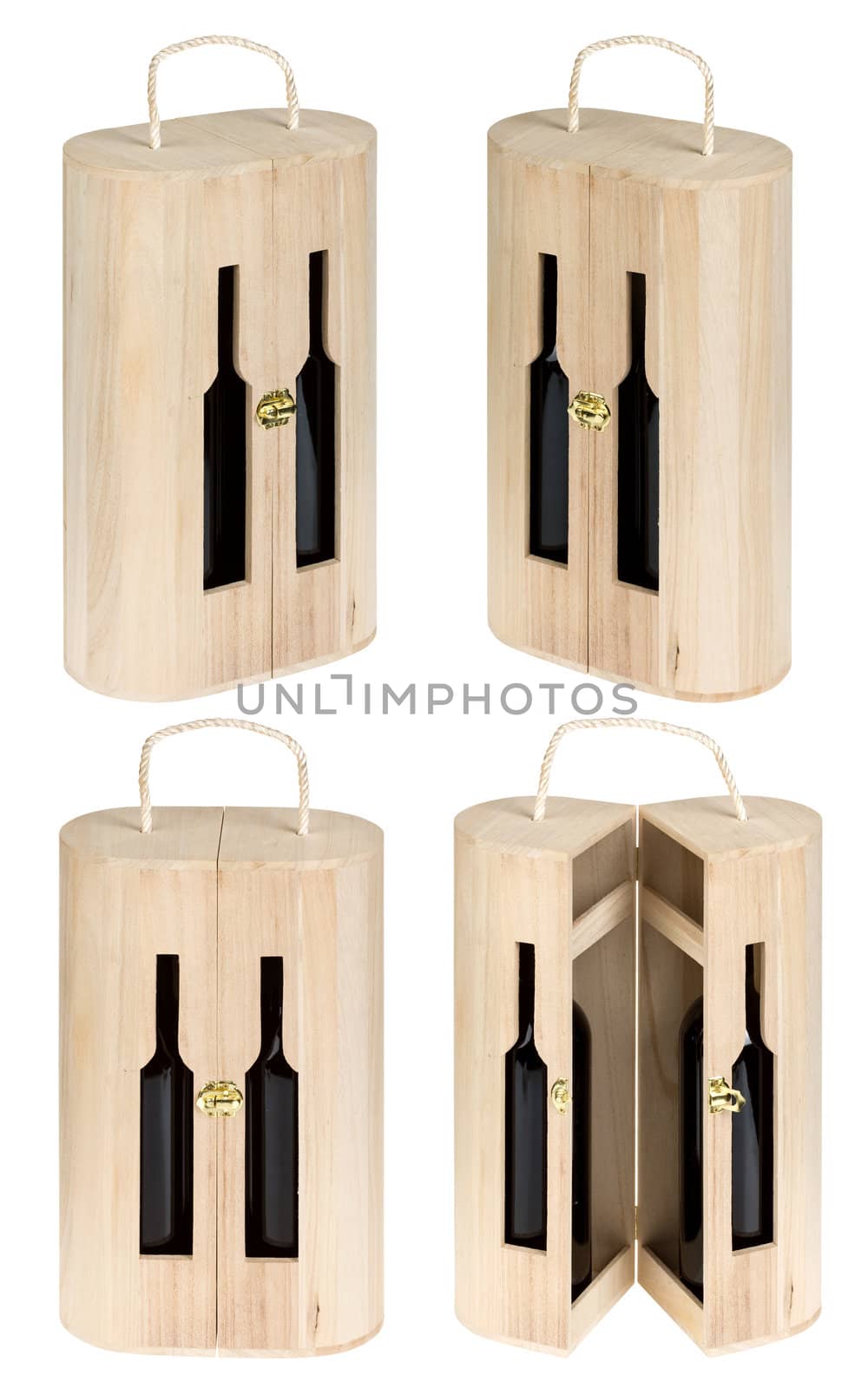 Present wine box isolated on white. Clipping pats