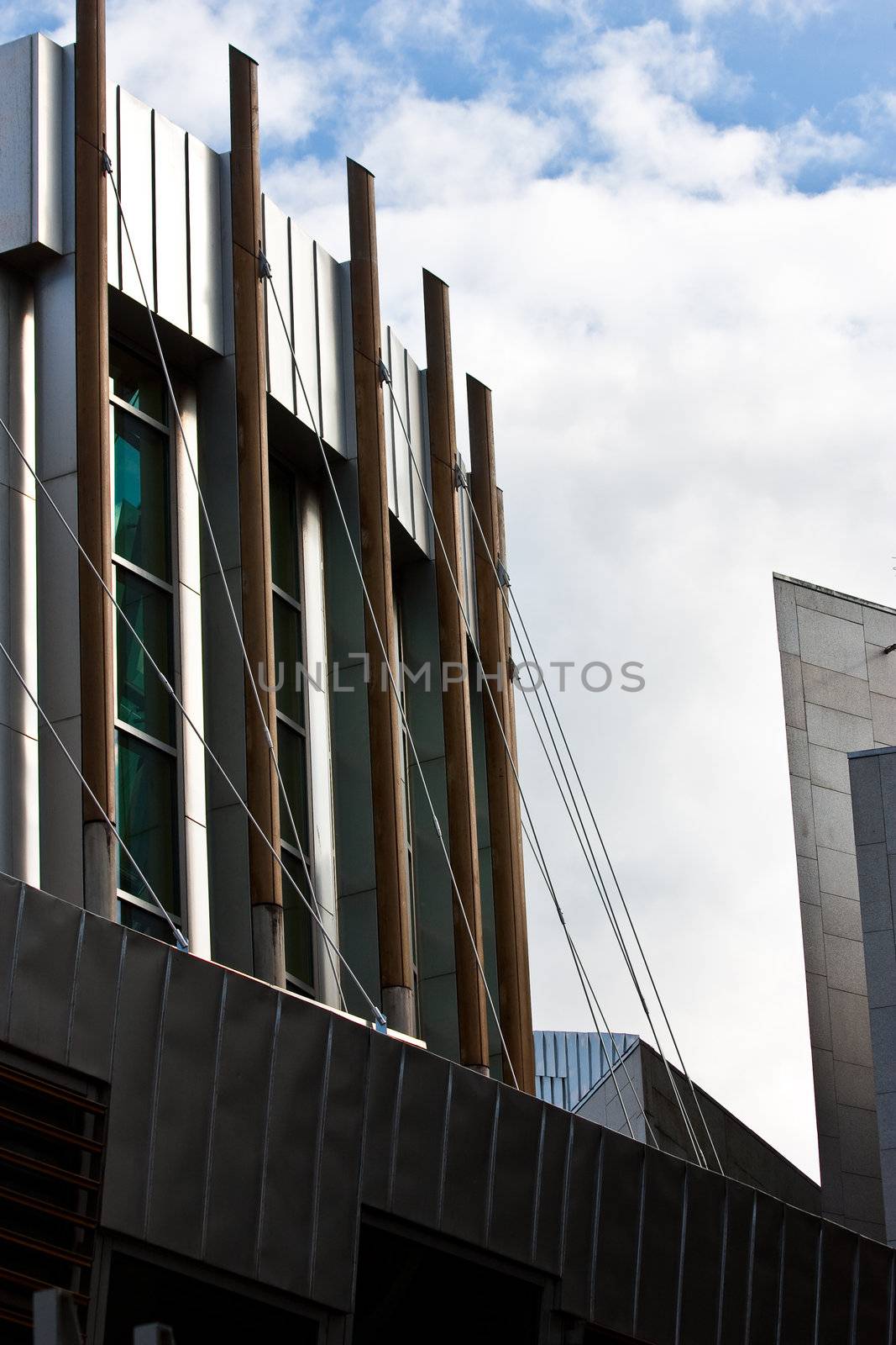 Exterior detail of modern building: Edinburgh Parliament