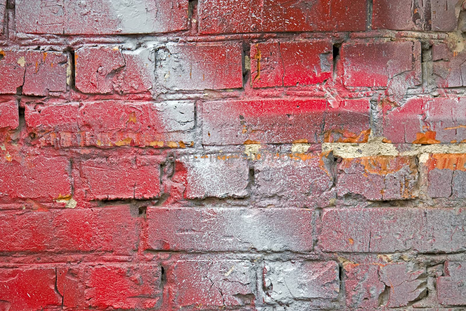 A fragment of the surface painted brick walls.