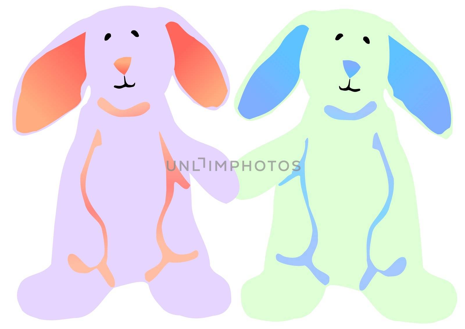 Easter Bunnies holding hands. by jasony00
