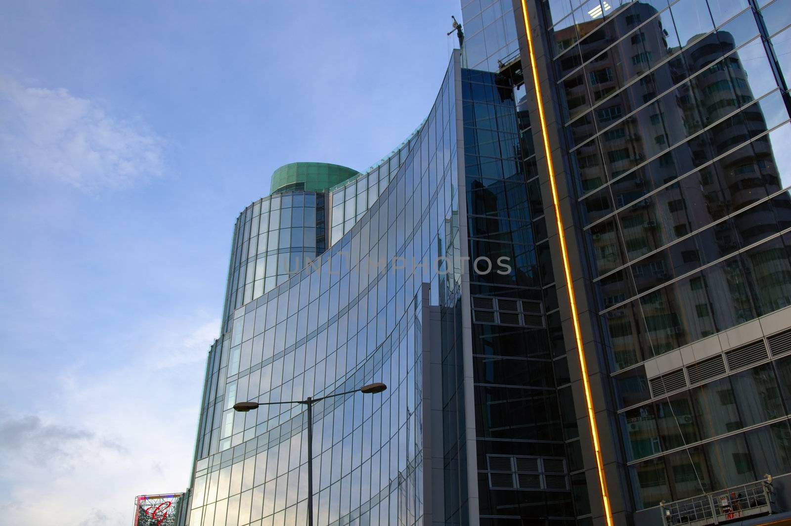 The top of office building over sky
