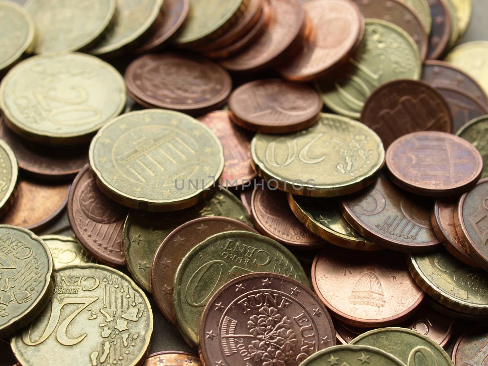 Range of Euro coins useful as a background