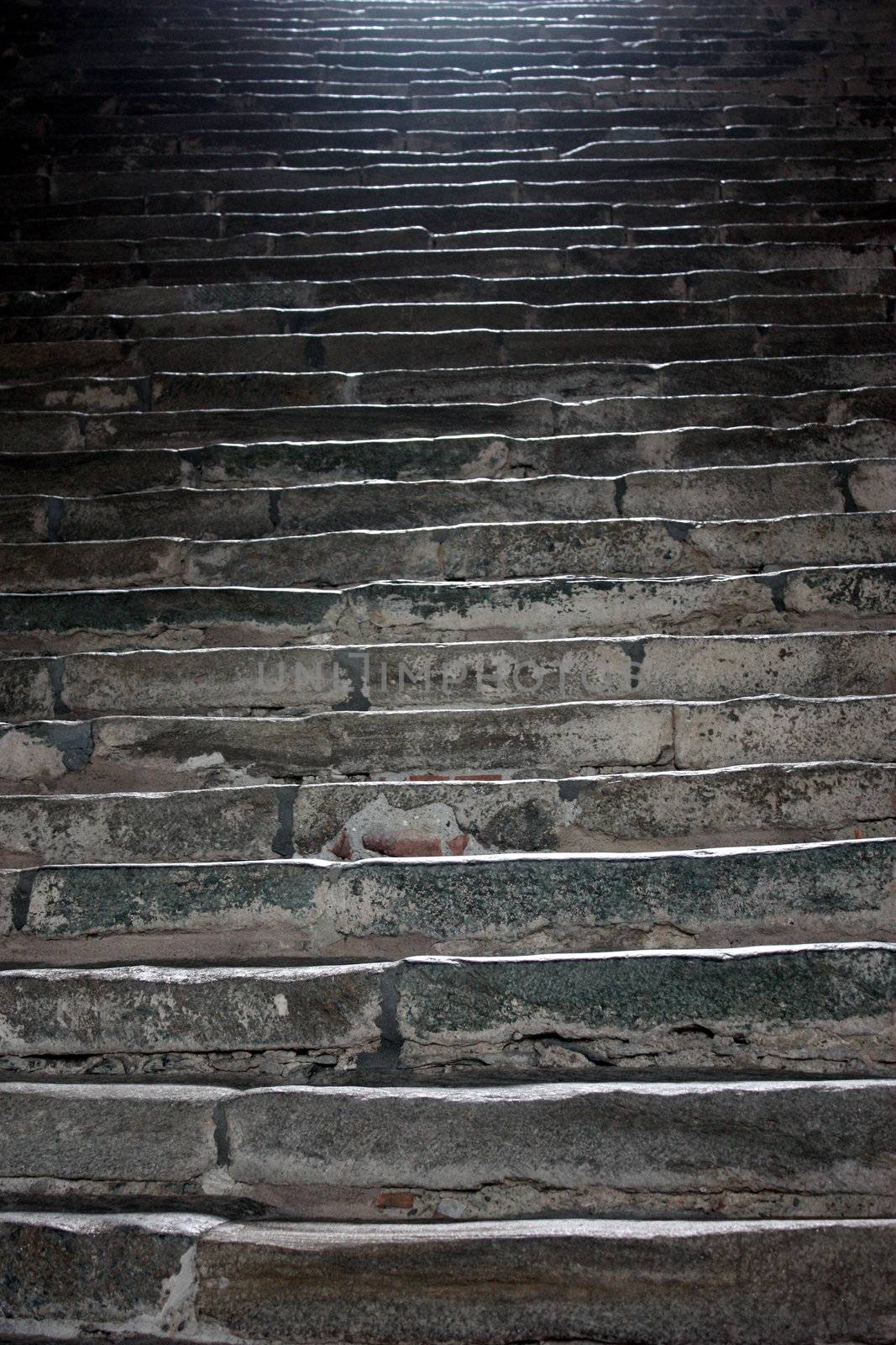 Steps in Sacra di San Michele, Italy: old monastery