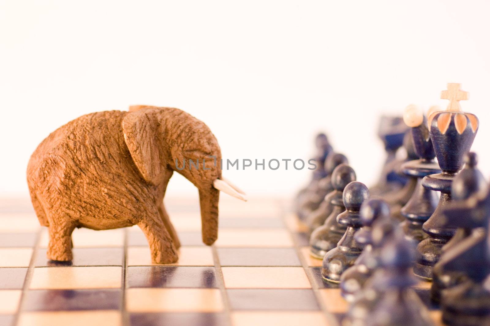 Conceptual with wood chess pieces
