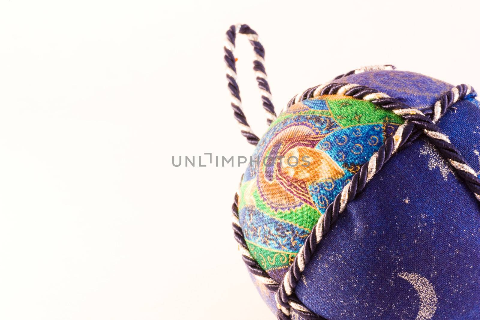 Handmade Christmas balls, Italian tradition, made of fabric and cord