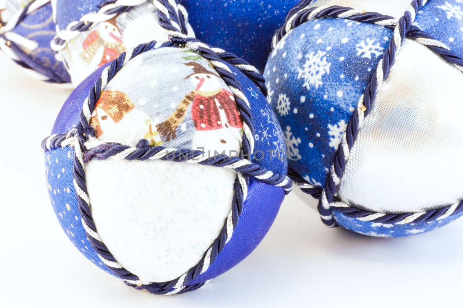 Handmade Christmas balls, Italian tradition, made of fabric and cord