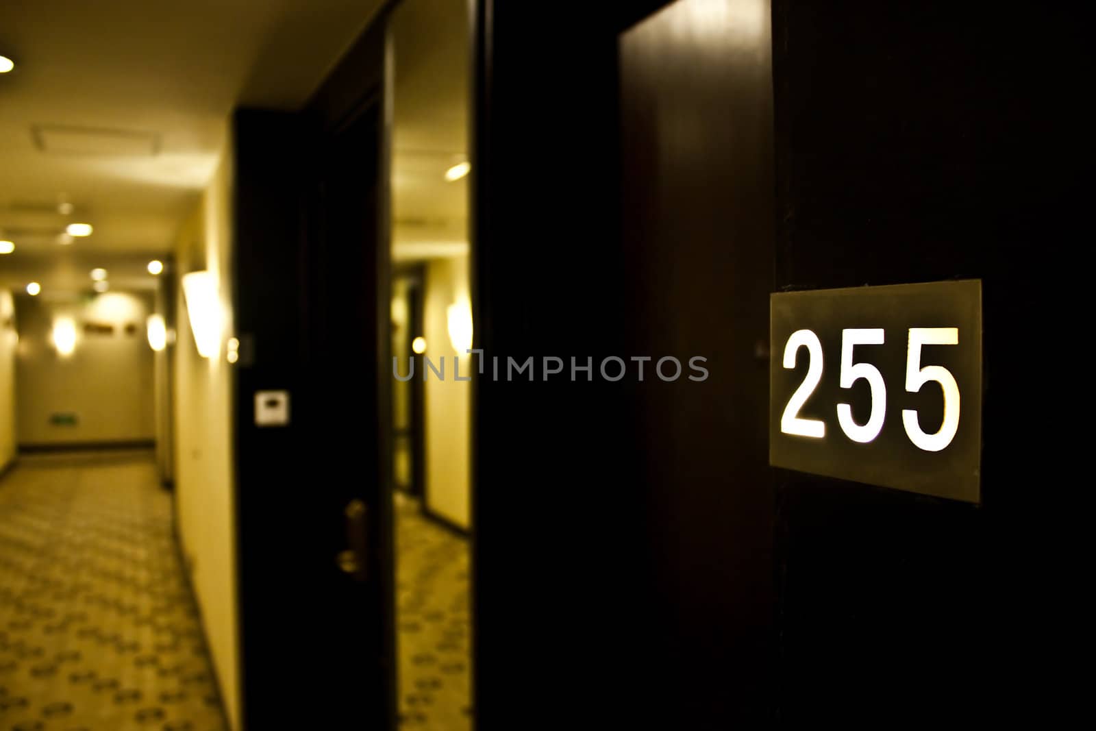 Example of elegant room plate number in a five stars hotel - Europe