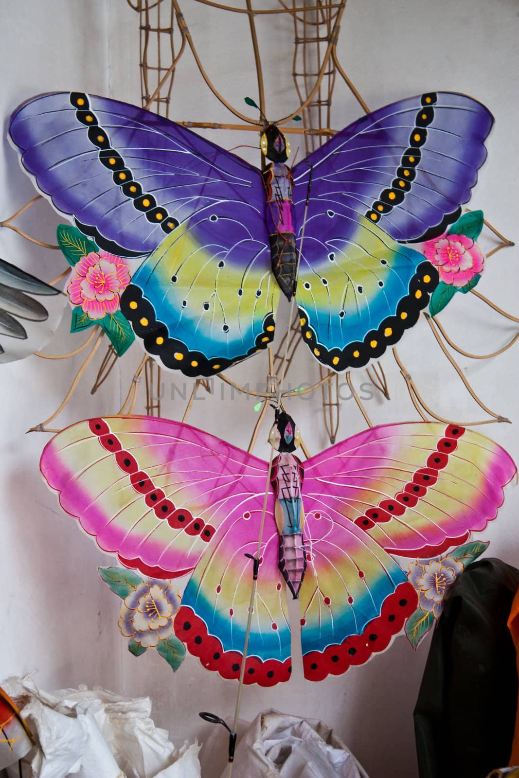 Beijing, hutong area close to Forbidden City. Handmade kite shop and laboratory