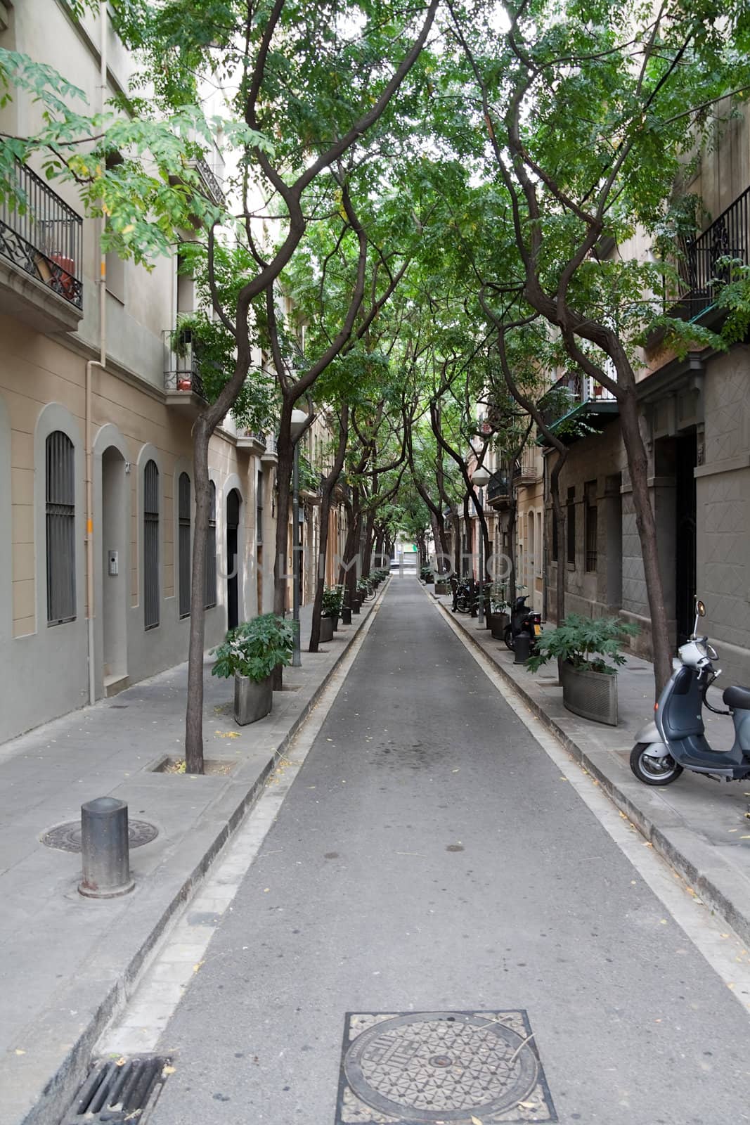 I empty street with closed stores on either side