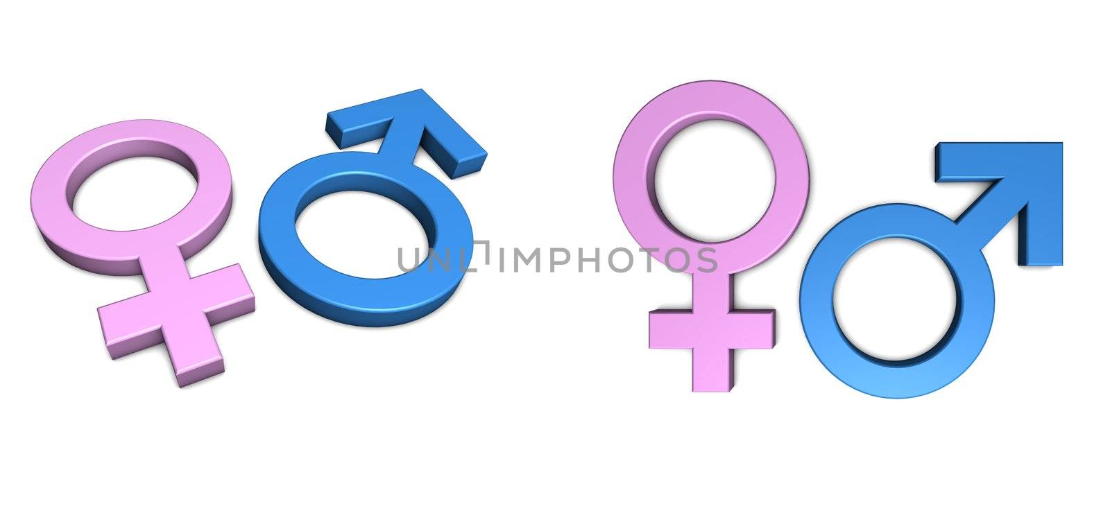 Blue Male/Pink Female Symbol on White by PixBox