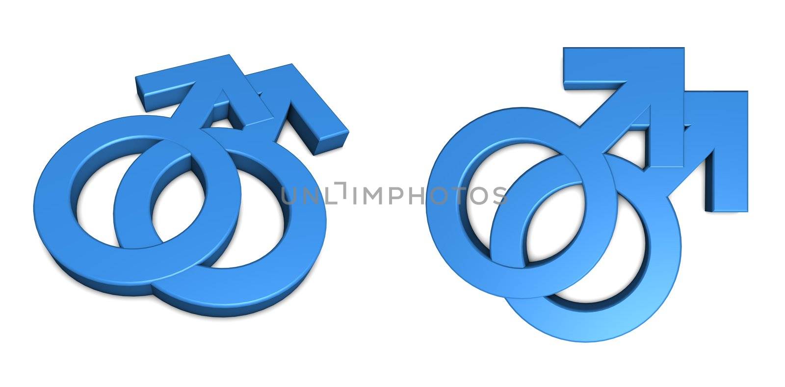 Two Blue Male Symbols on White by PixBox