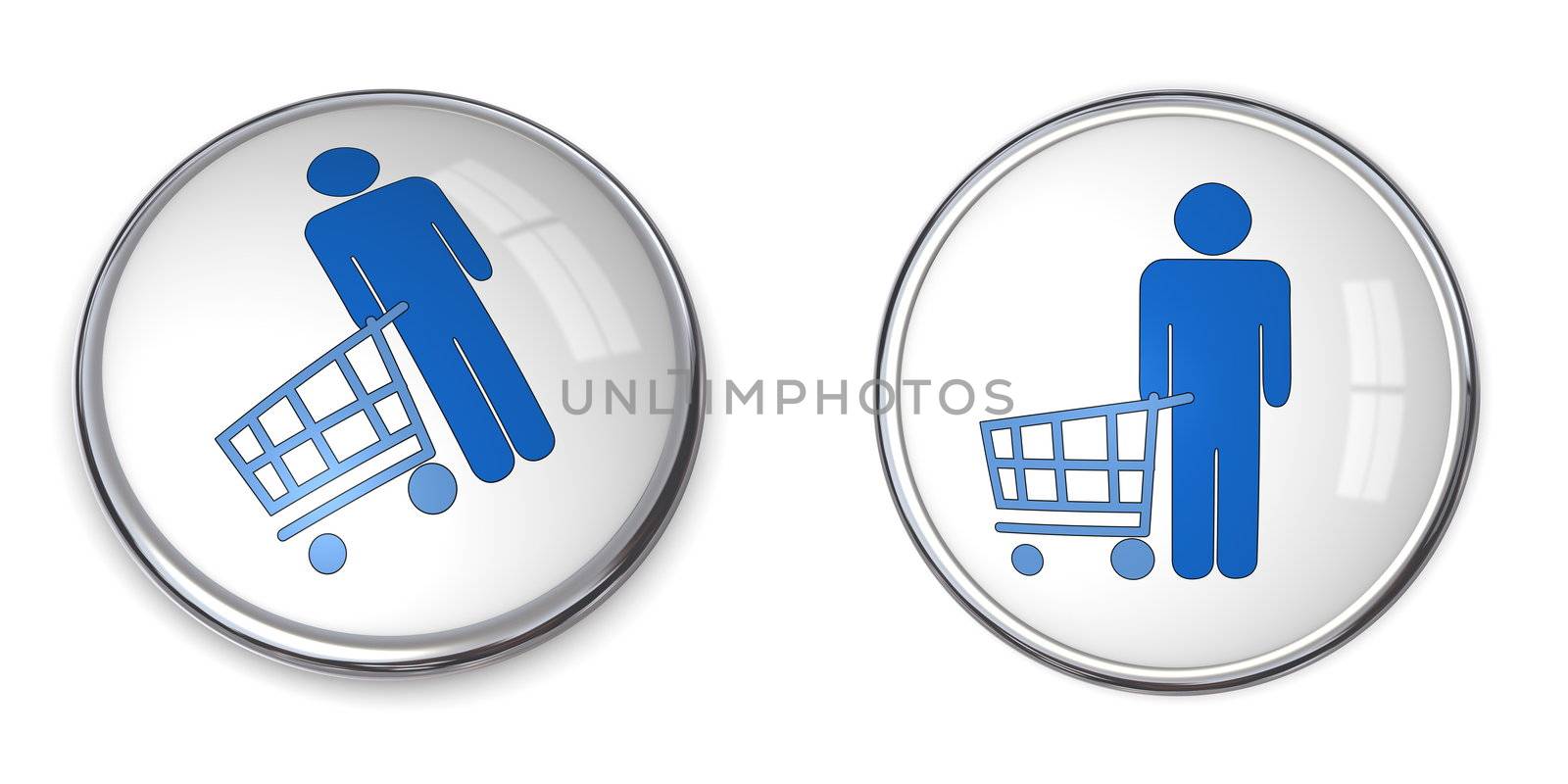 3D Button Man Shopping by PixBox