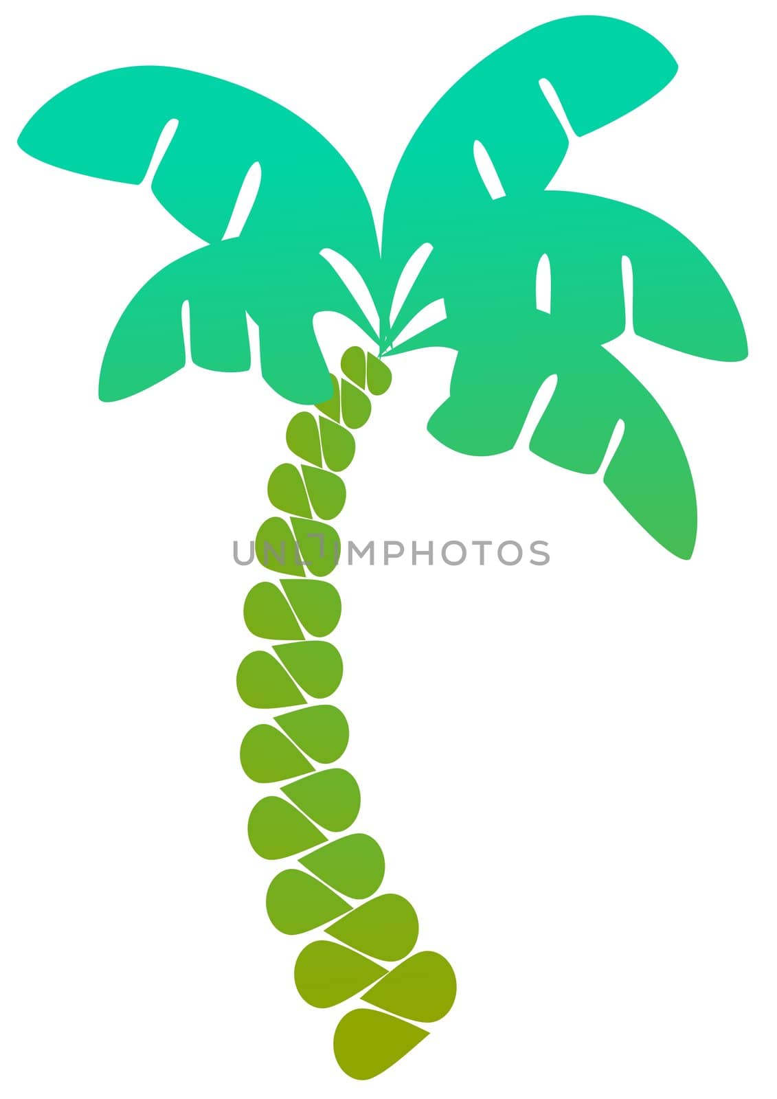 An abstract palm tree over a white background.