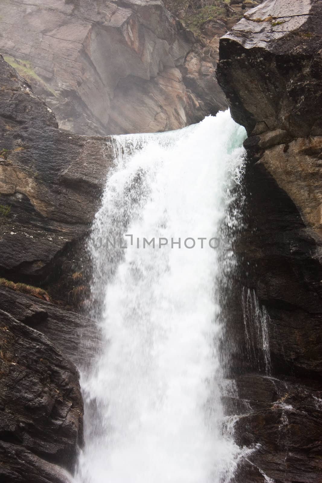 Gran Paradiso Park, Italy. Beautiful alpine waterfalls close to Cogne town.
