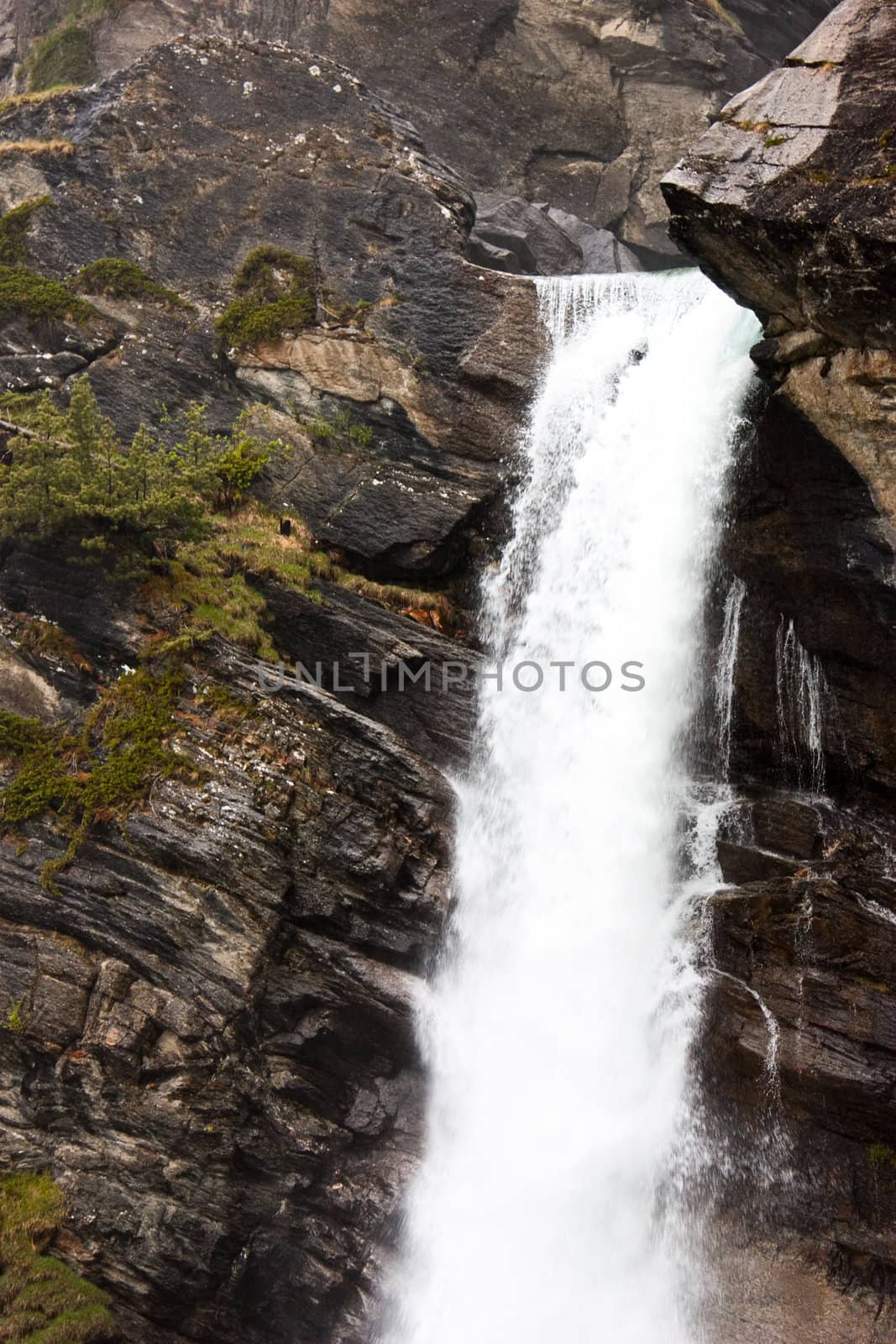 Gran Paradiso Park, Italy. Beautiful alpine waterfalls close to Cogne town.