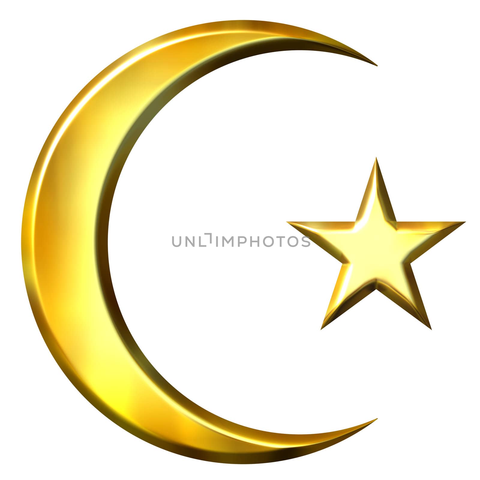 3d golden islamic symbol isolated in white