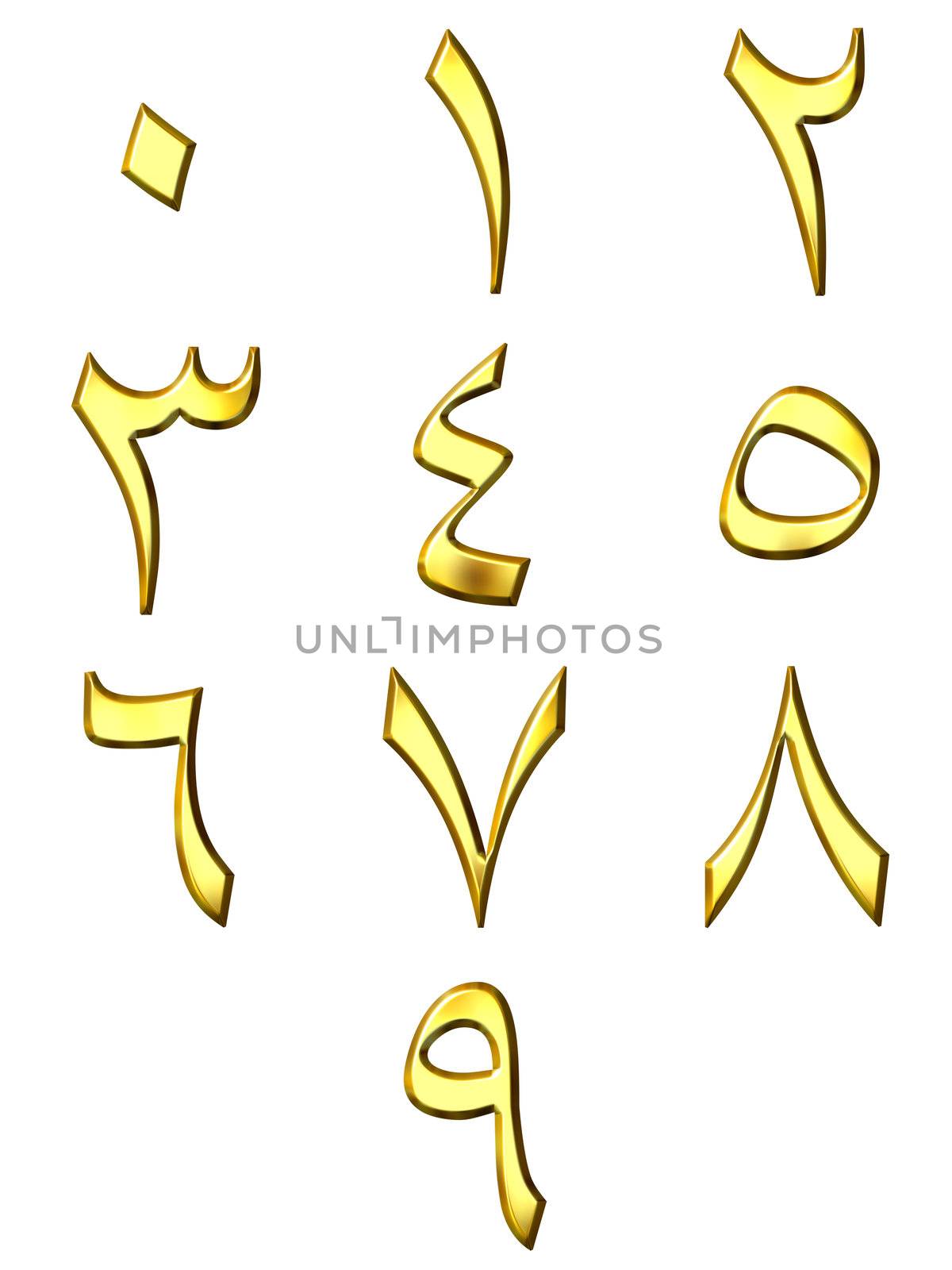 3D Golden Arabic Numbers by Georgios