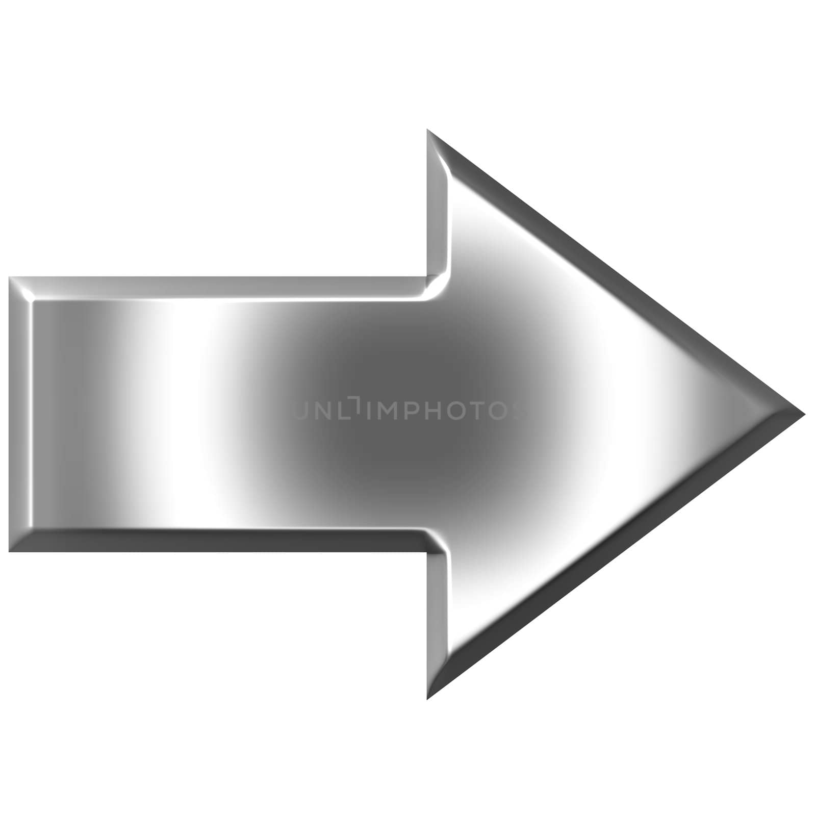 3d silver arrow isolated in white