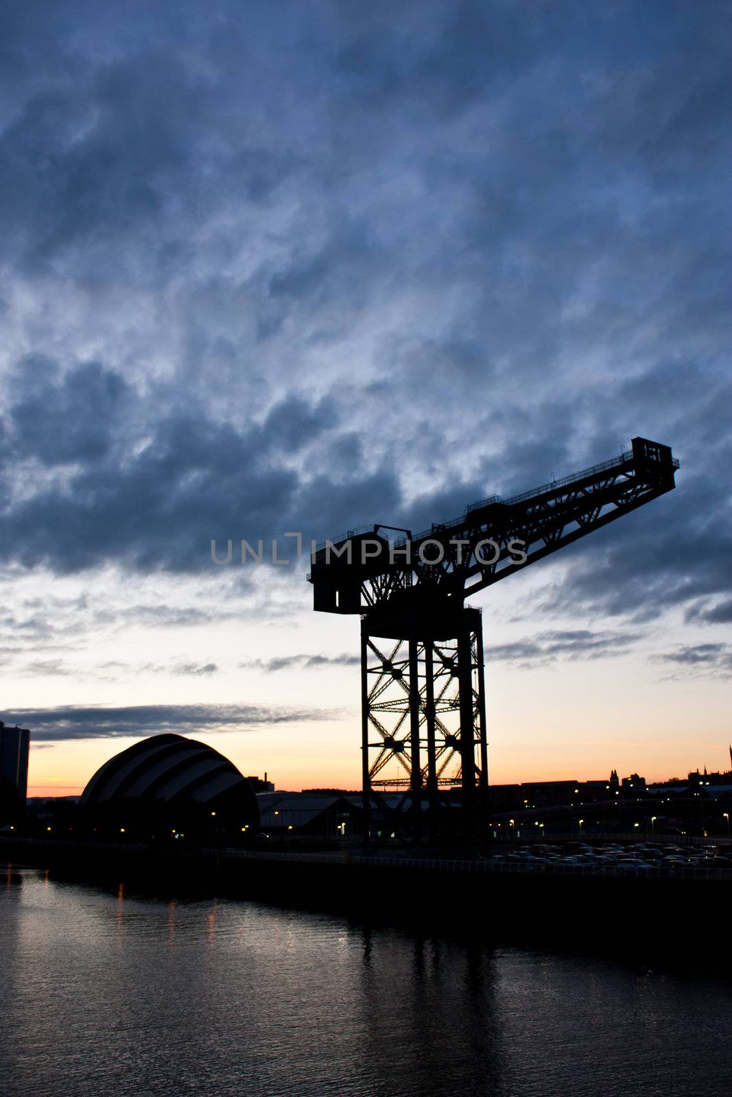 Glasgow - Crane Clydebank at sunset, close to Glasgow Science Center