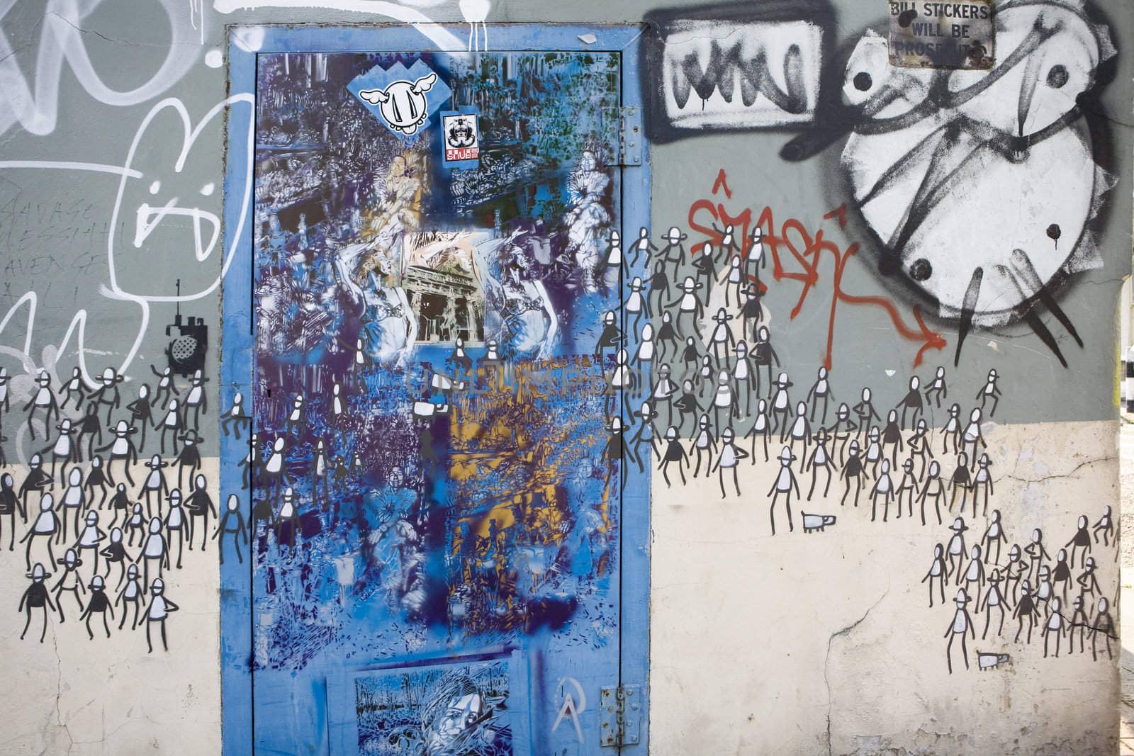 Graffiti People and blue door by elenarostunova