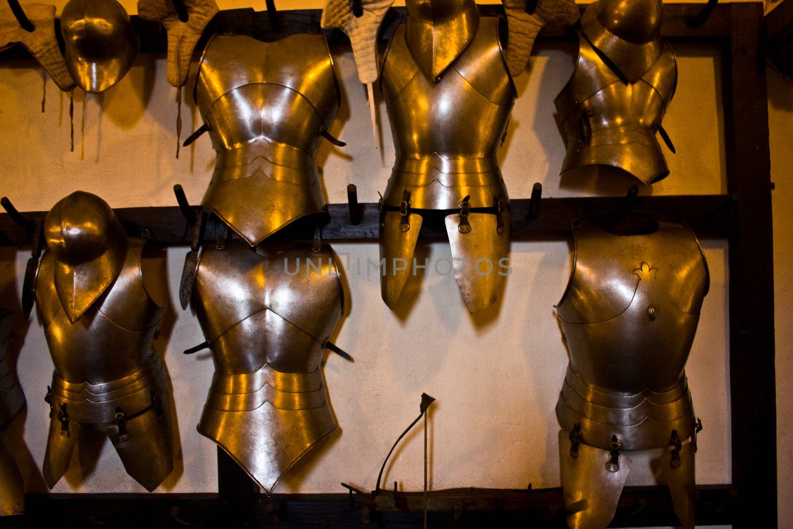 Medieval weapons in Italian castle, close to Turin, north Italy