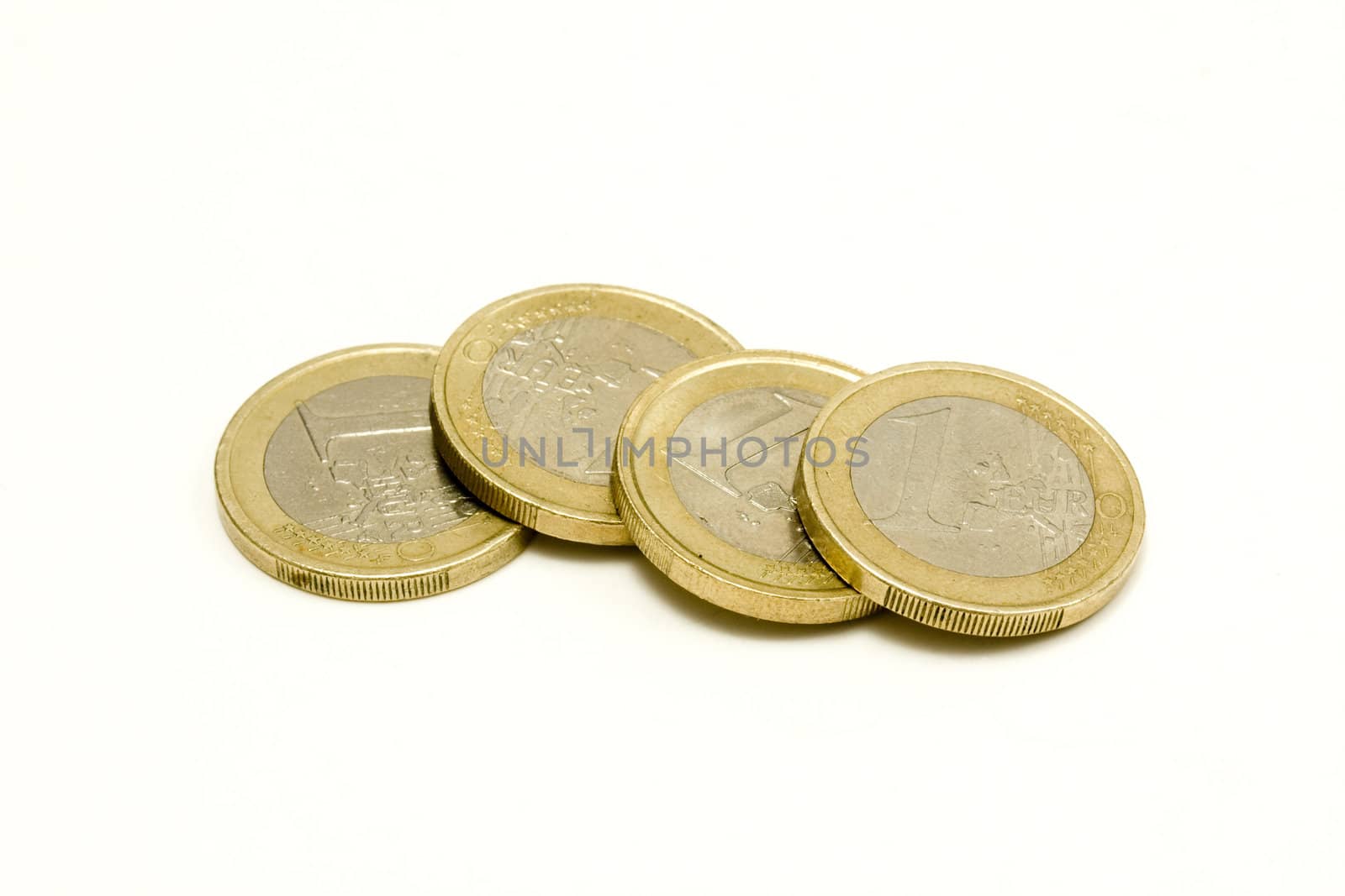 One Euro coins - isolated on white