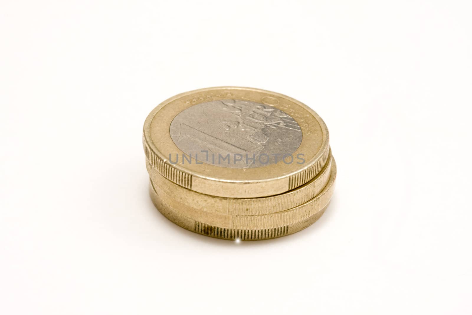 One euro coins - isolated on white
