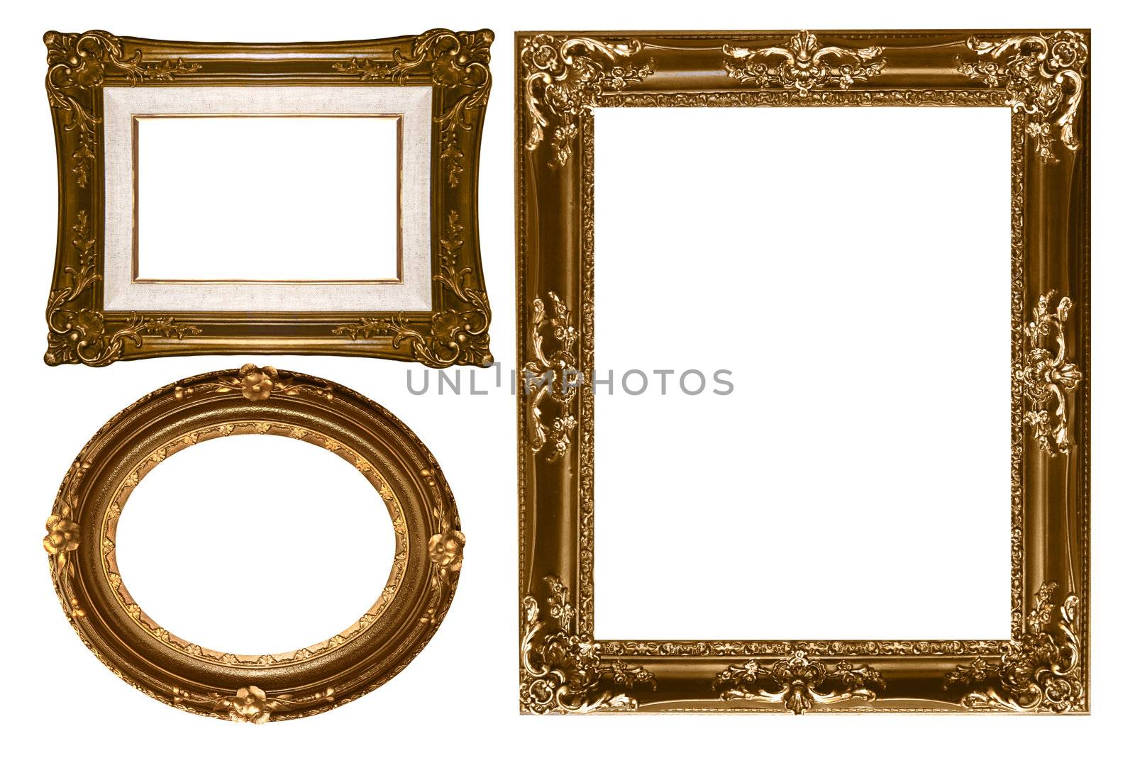 Oval and Rectangular Decorative Gold Empty Wall Picture Frames by tobkatrina