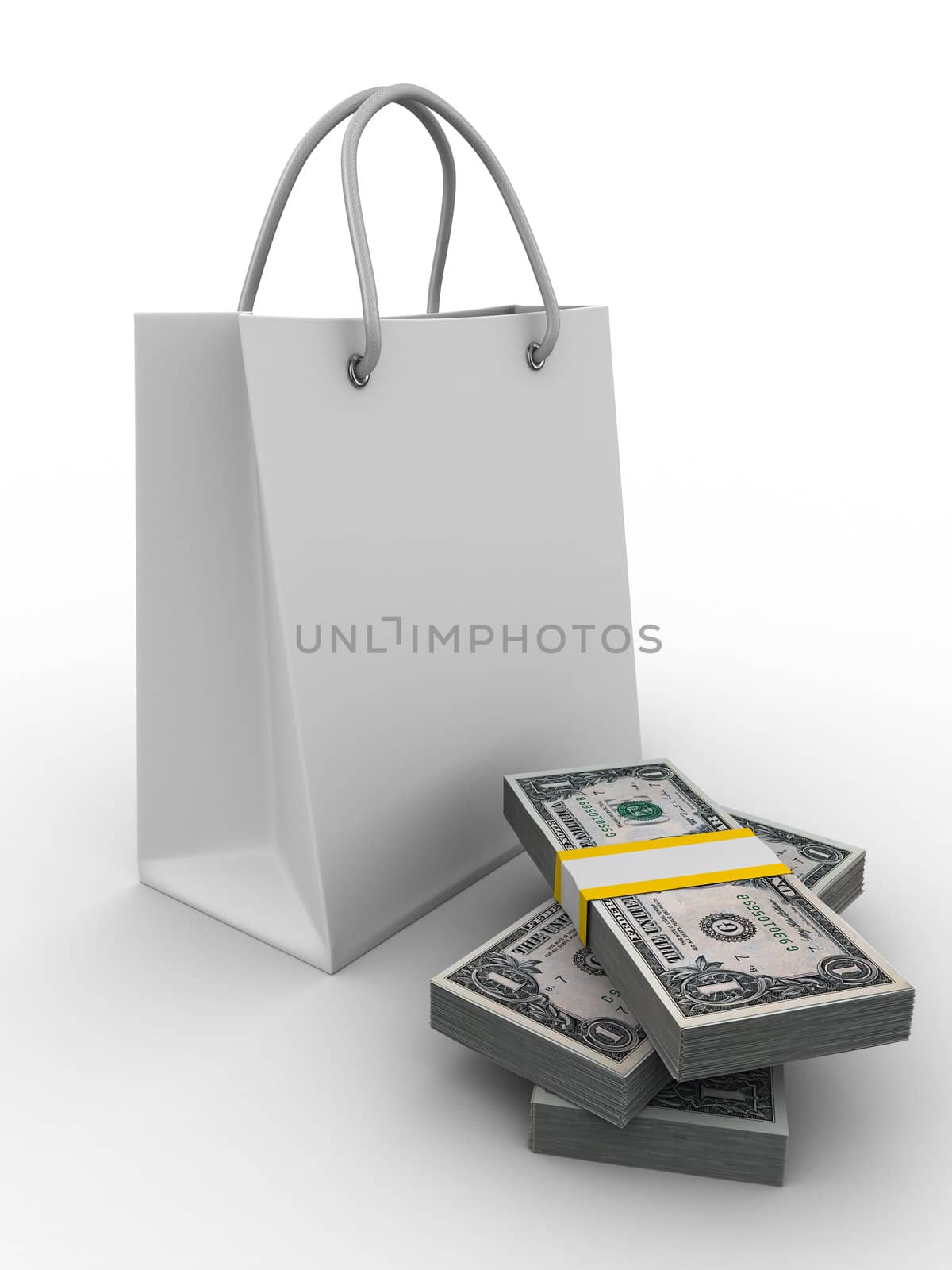 Shoping bag on white. Isolated 3D image