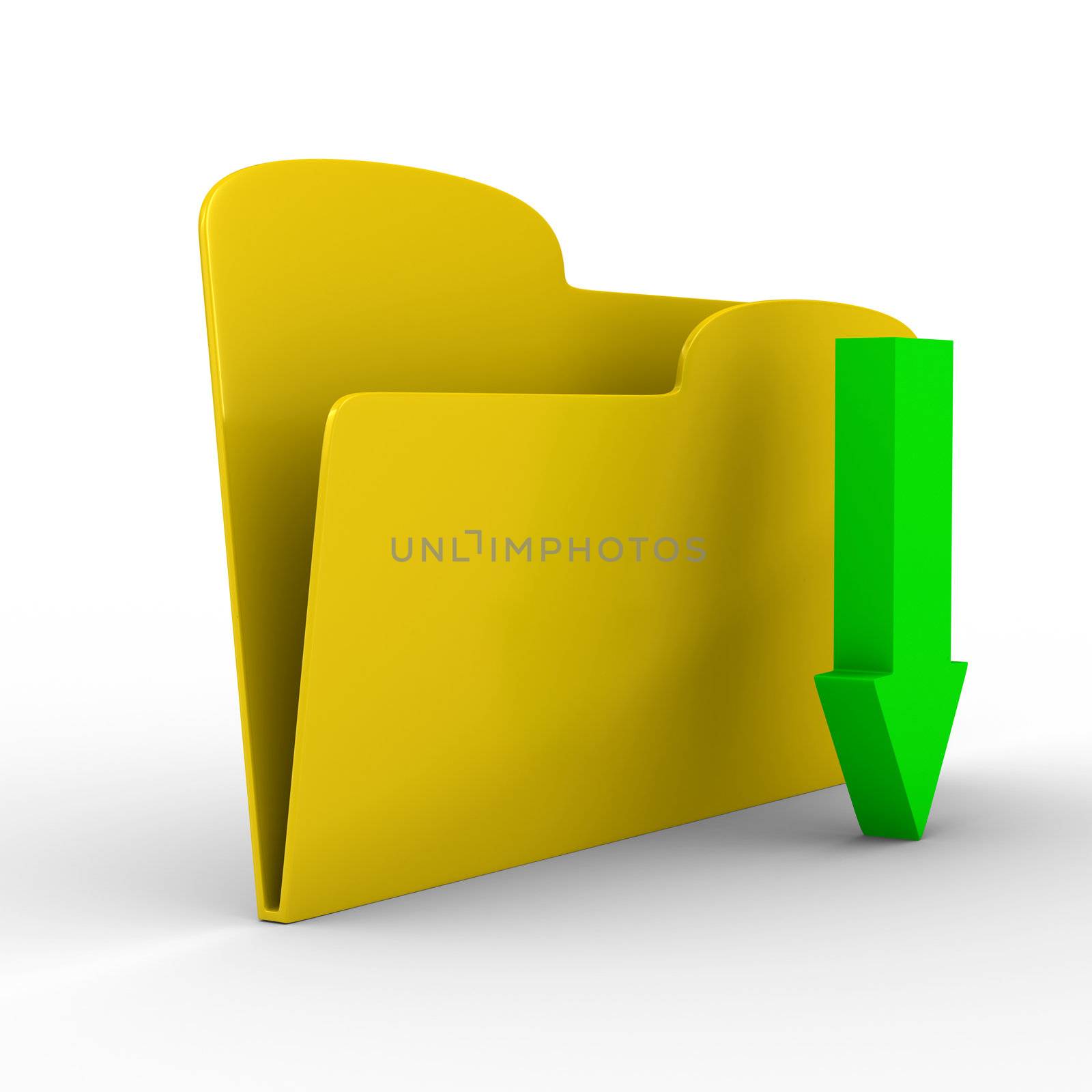 Yellow computer folder on white background. Isolated 3d image