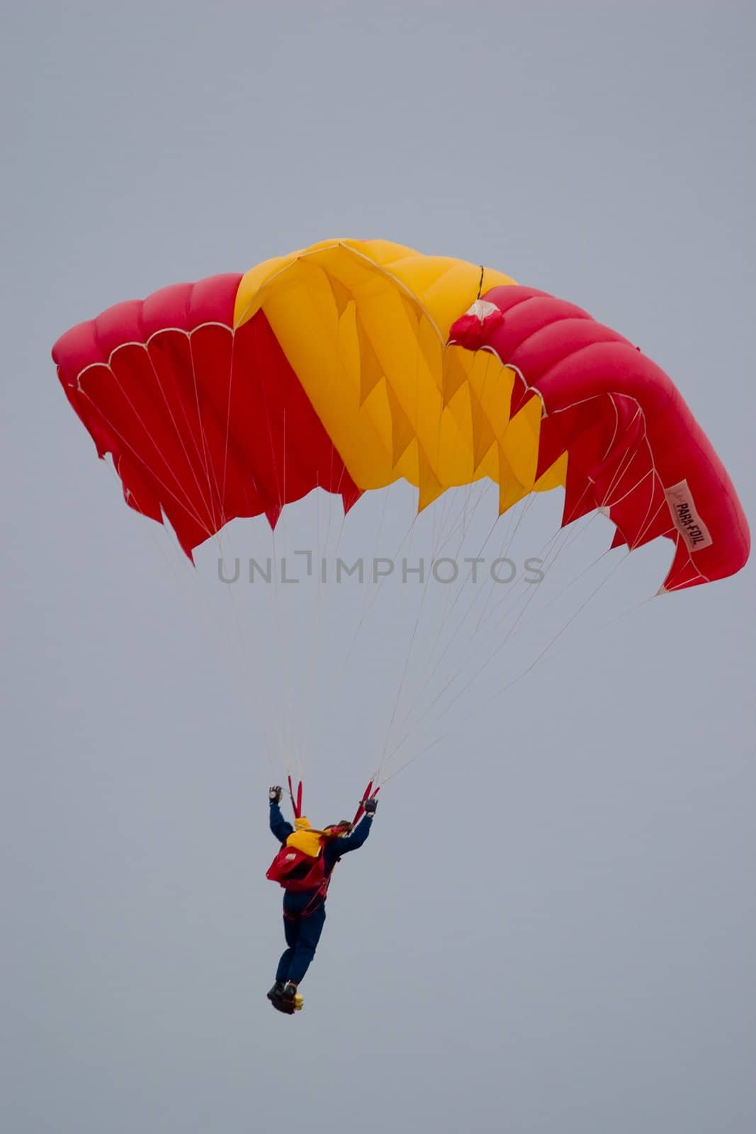 Parachutists, accomplishing a series of stunt flyings