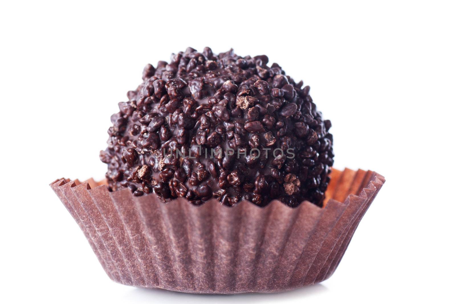 A closeup view of chocolate truffle.