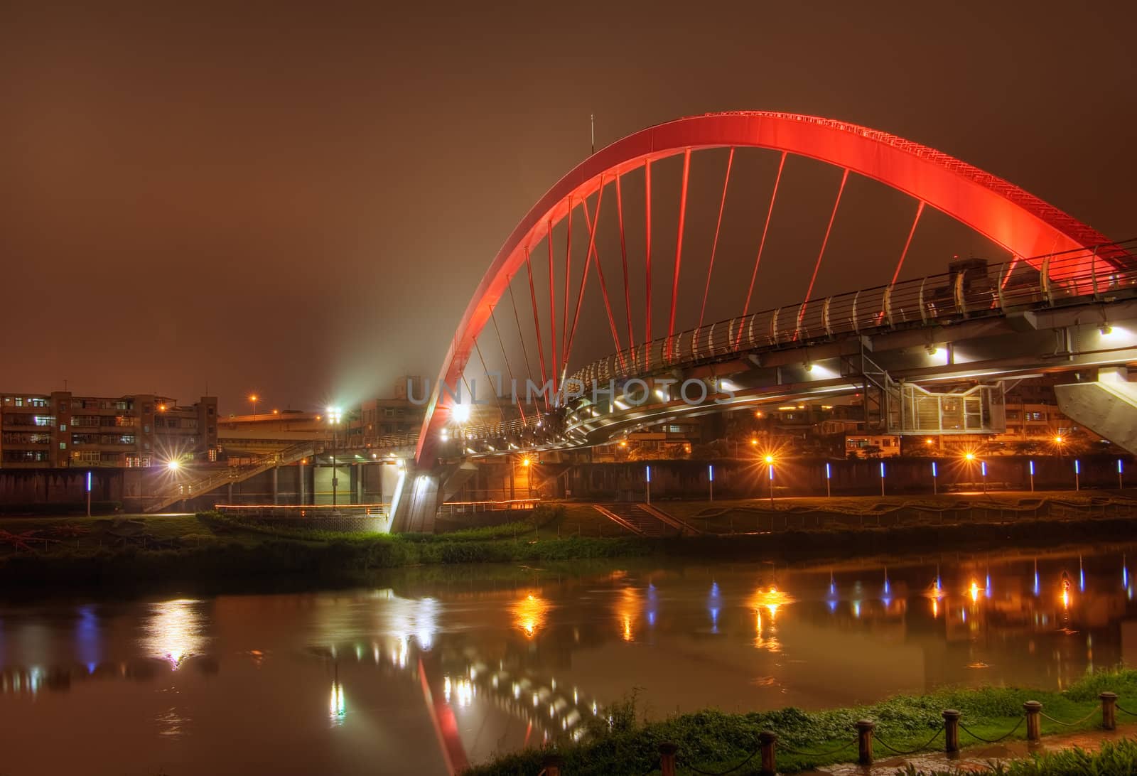 It is a beautiful and colorful bridge.