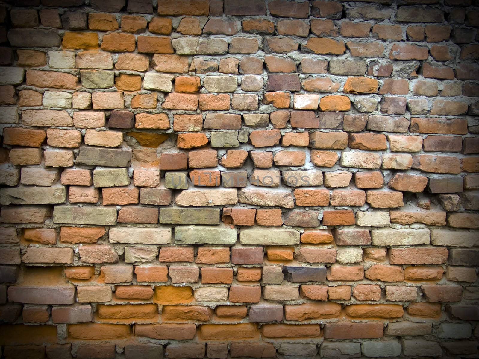 The old red brick wall with black framework