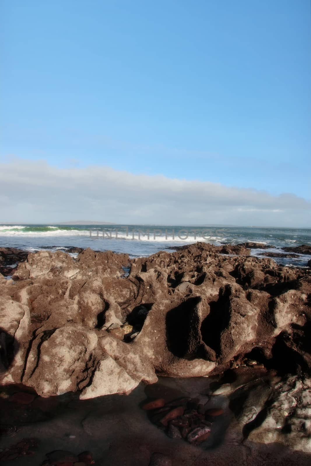 a storm tidal wave on the west coast of ireland near ballybunion