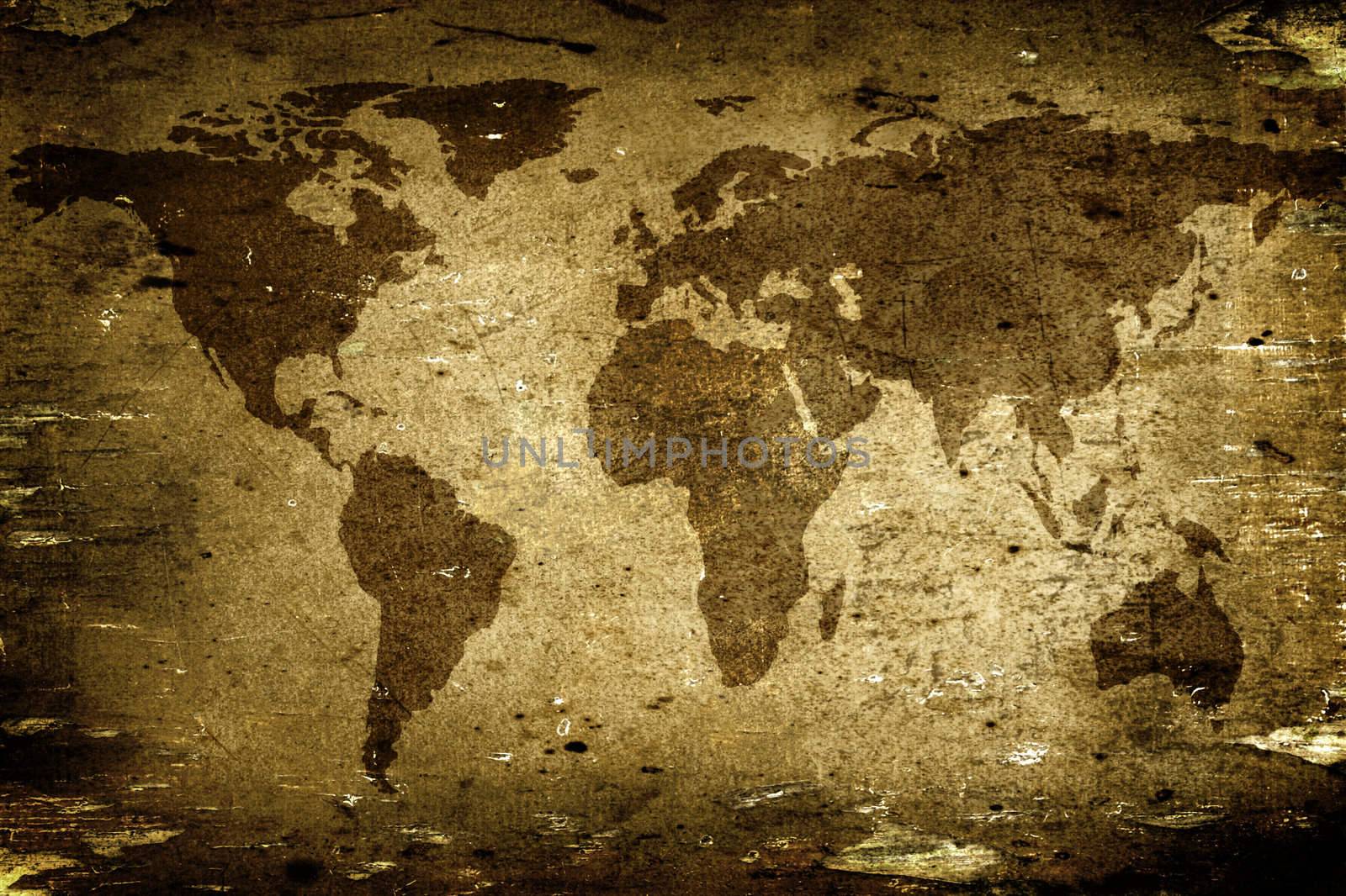 Background made with old textured paper with a world map 
- Map traced from the Nasa Website
(http://earthobservatory.nasa.gov)