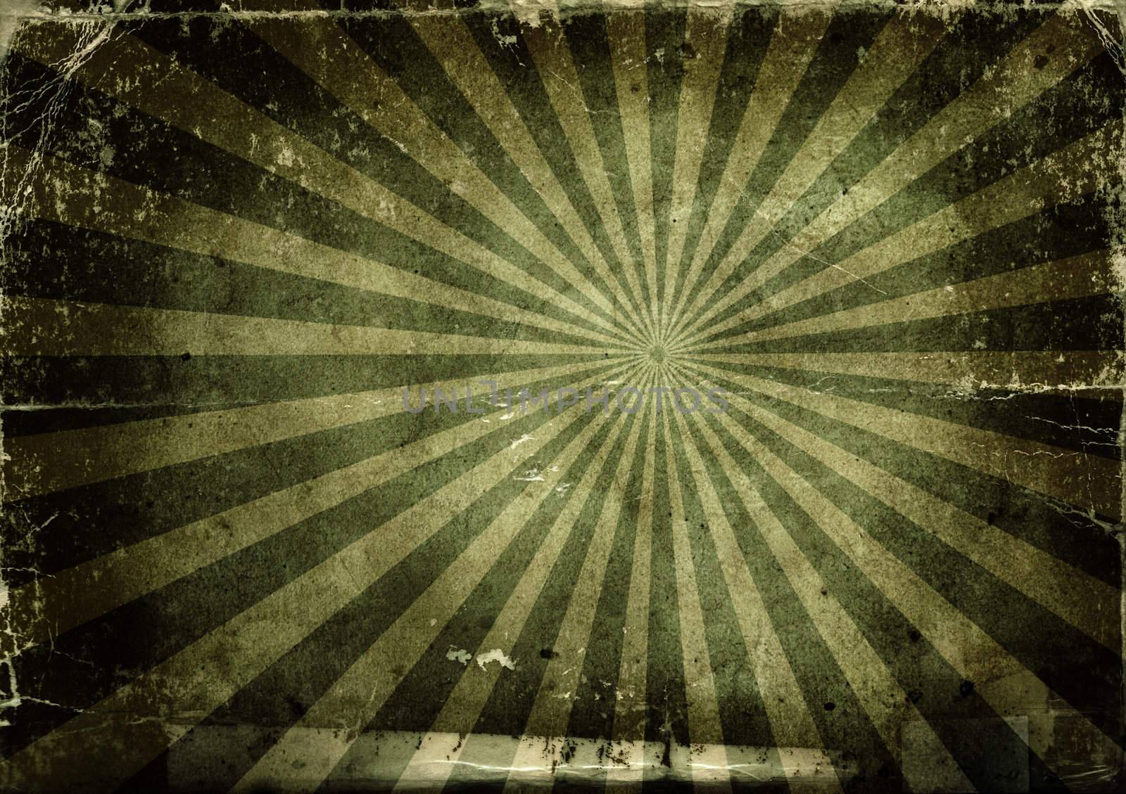 Background made with old textured paper with light rays