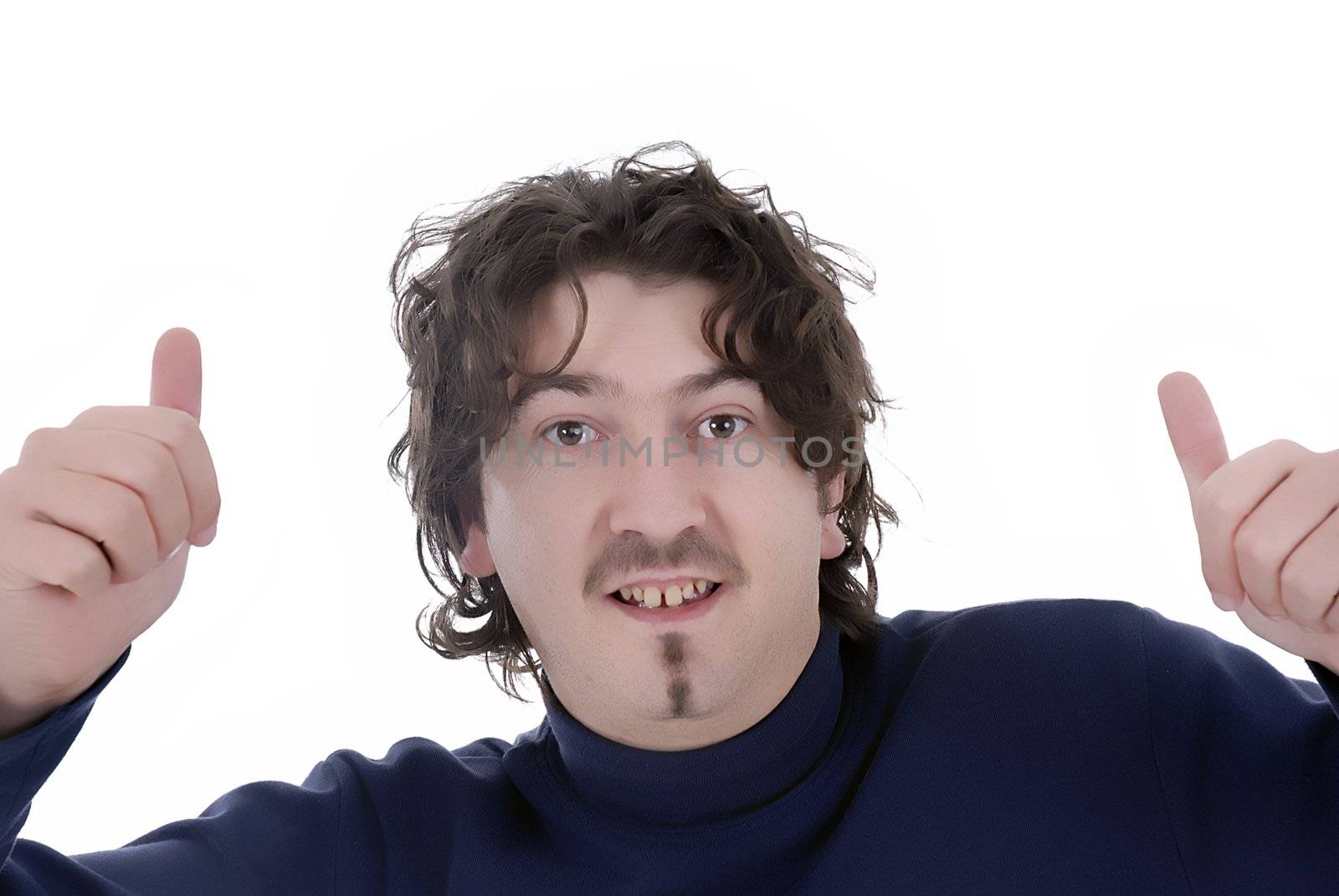 Young man portrait in studio over white background