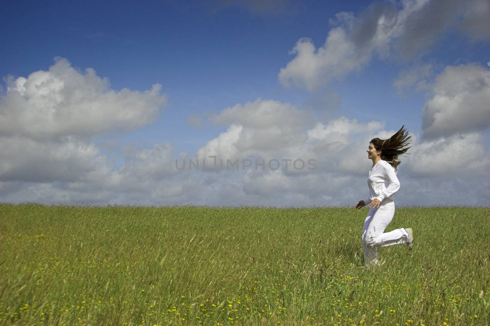 Beautiful woman having fun in the nature