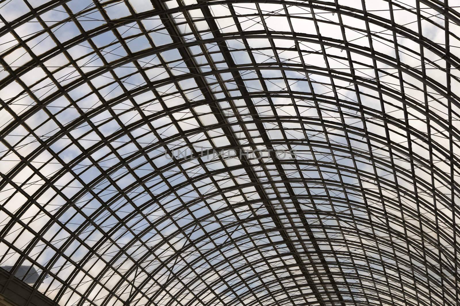 shopping mall glass dome ceiling interior view by elenarostunova