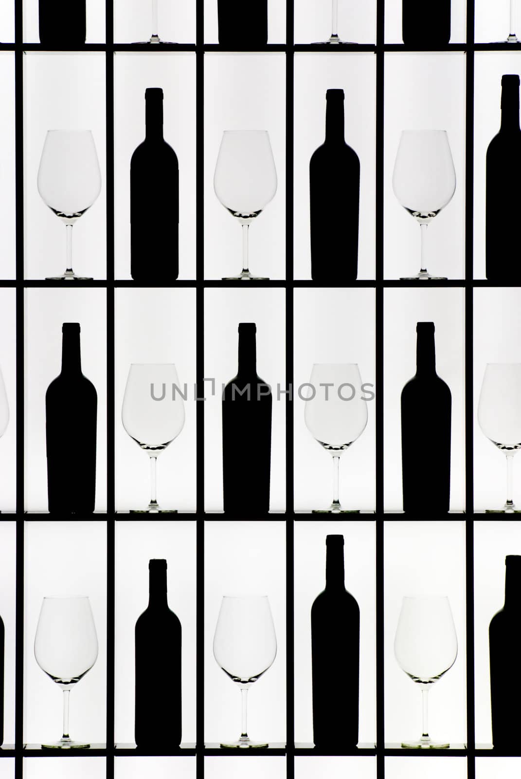 Black bottles and crystal glasses by 300pixel