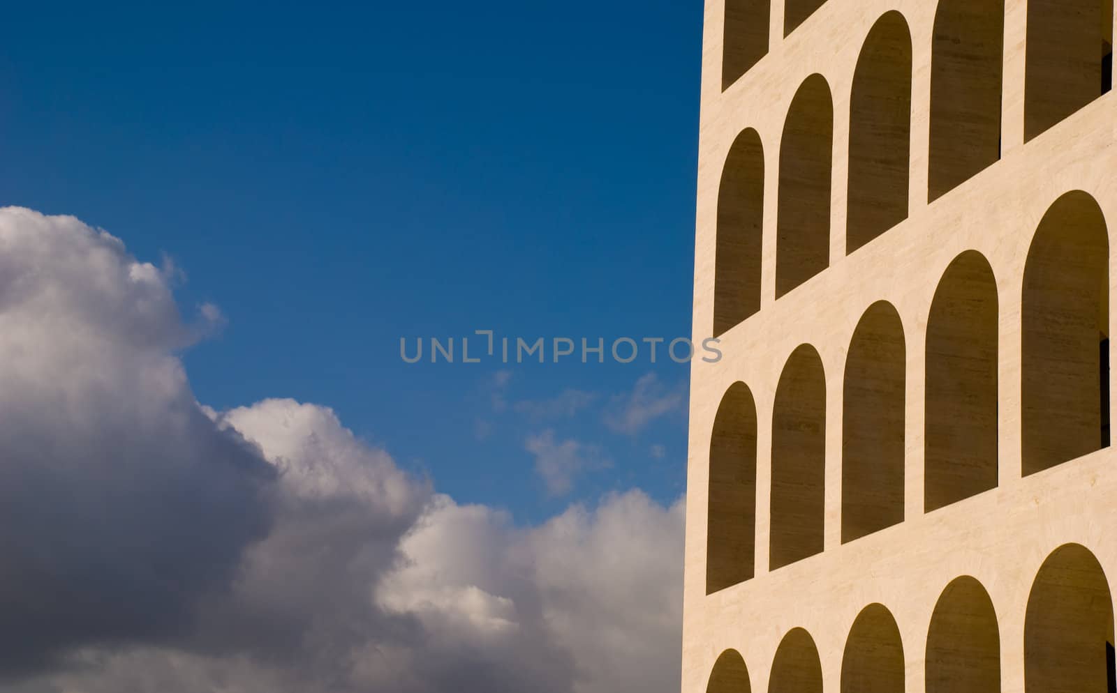 Palazzo della Civilt� del Lavoro, known as the Colosseo Quadrato (Square Colosseum), an icon of Metaphysic architecture. Eur, Rome, Italy