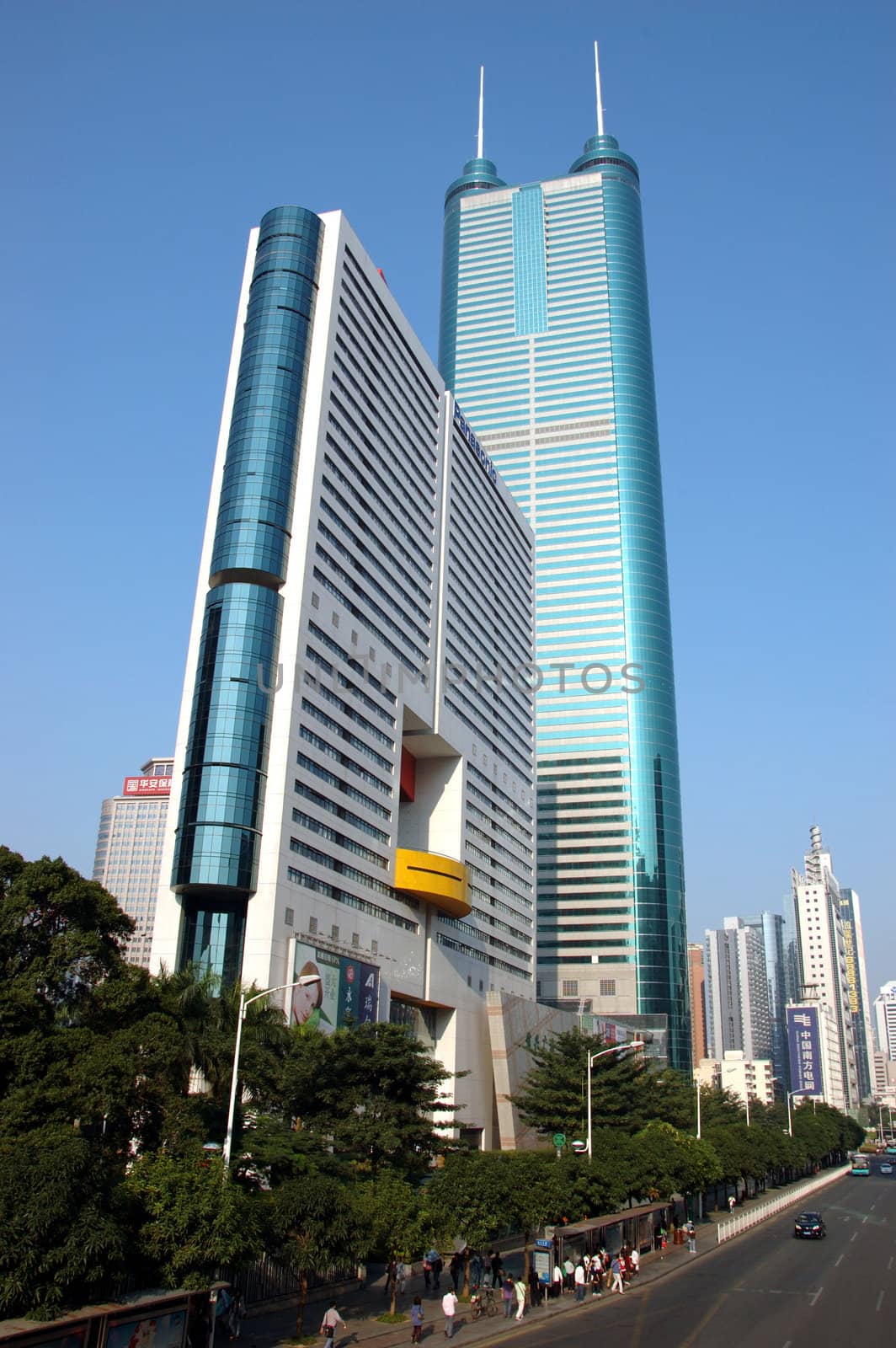 SHENZHEN, CHINA - OCTOBER 31: Modern skyscrapers in Luohu district, Shenzhen on October 31, 2010. This year is 30th anniversary for Shenzhen special economic zone.