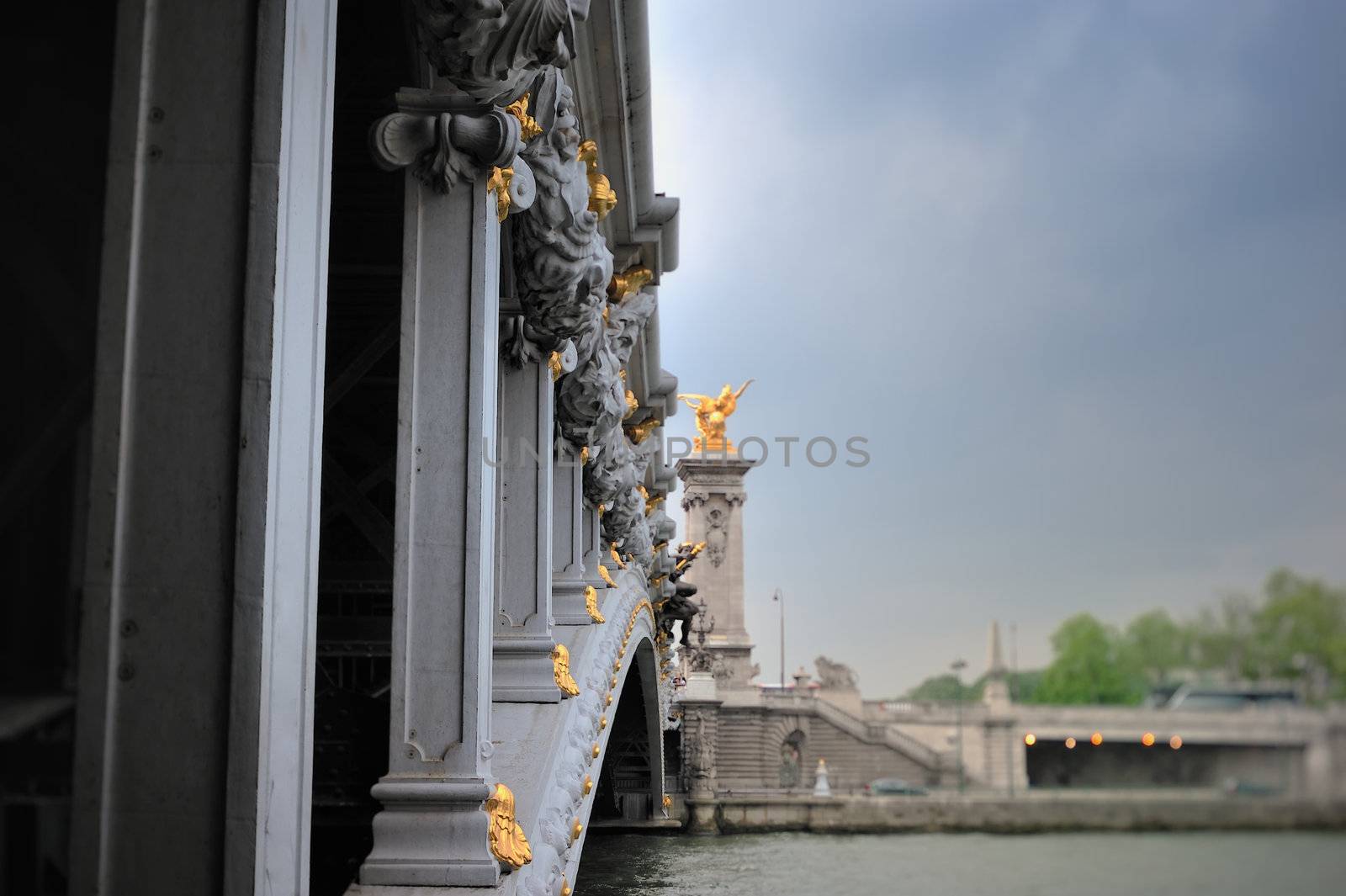 Bridge Alexander III in Paris. Side view